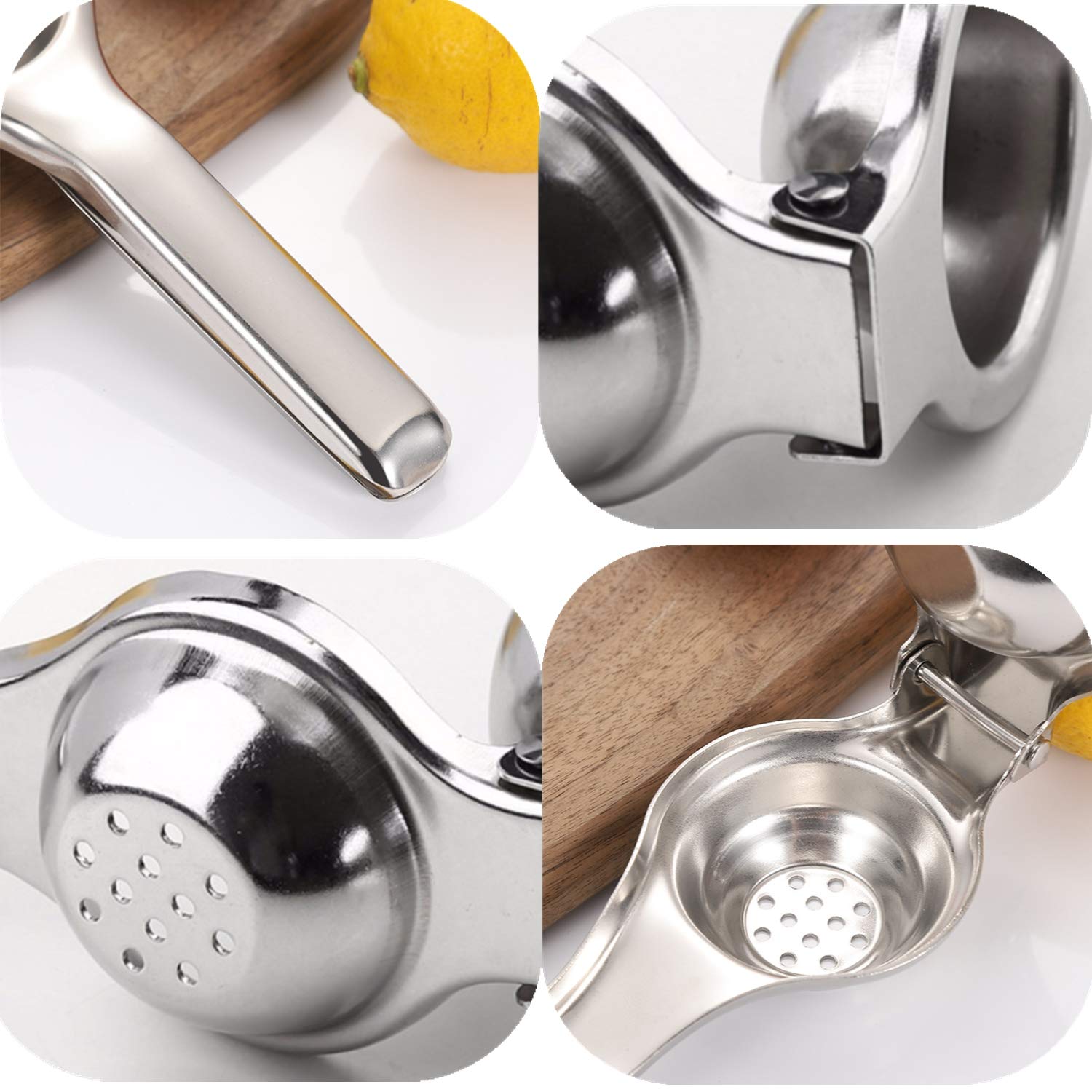 Stainless Steel Manual Lemon Squeezer with 5-Piece Measuring Spoon Set - Handheld Citrus Juicer for Lemon, Lime & Orange - Easy to Clean & Efficient Juicing - Perfect for Cocktails, Baking & Fresh Juice Making