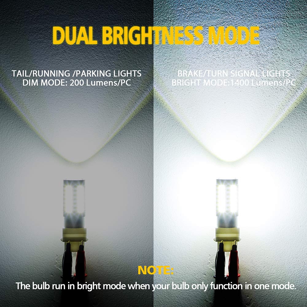 AUXLIGHT 1157 2057 2357 7528 BAY15D LED Bulbs - 1400 Lumens Super Bright, Low Power, 6000K Xenon White - Replacement for Backup Reverse Lights, Tail Brake, Stop & Parking Lights (Pack of 2) - Perfect for Cars, Trucks, SUVs & Motorcycles