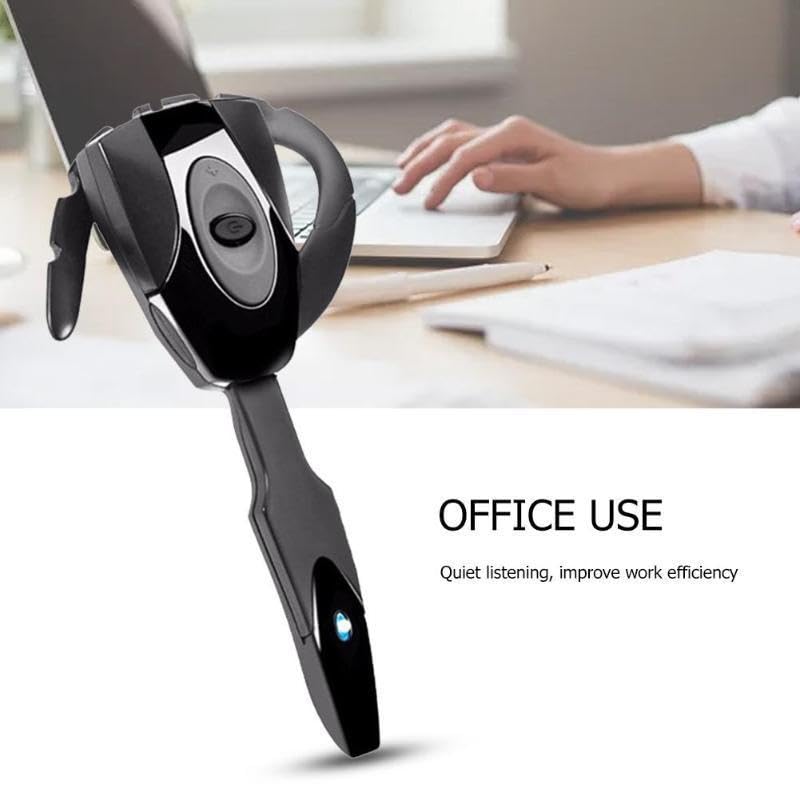 Wireless Bluetooth Headset V5.0 with Noise Cancelling Microphone - Single Ear Lightweight Headphones for Business, Office, Driving & Sports | Hands-Free Calling, Rechargeable Earpiece for Professionals & Active Lifestyles