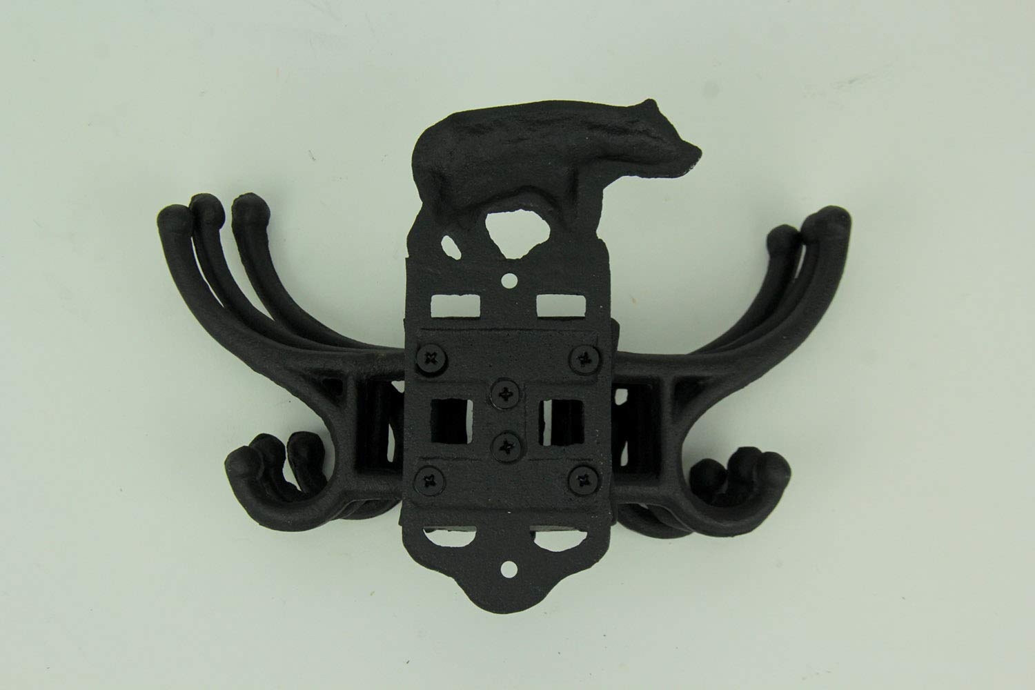 Rustic Black Cast Iron Bear Wall Hook with Pivot - Heavy Duty Coat Hanger for Entryway, Bedroom, or Bathroom Organization