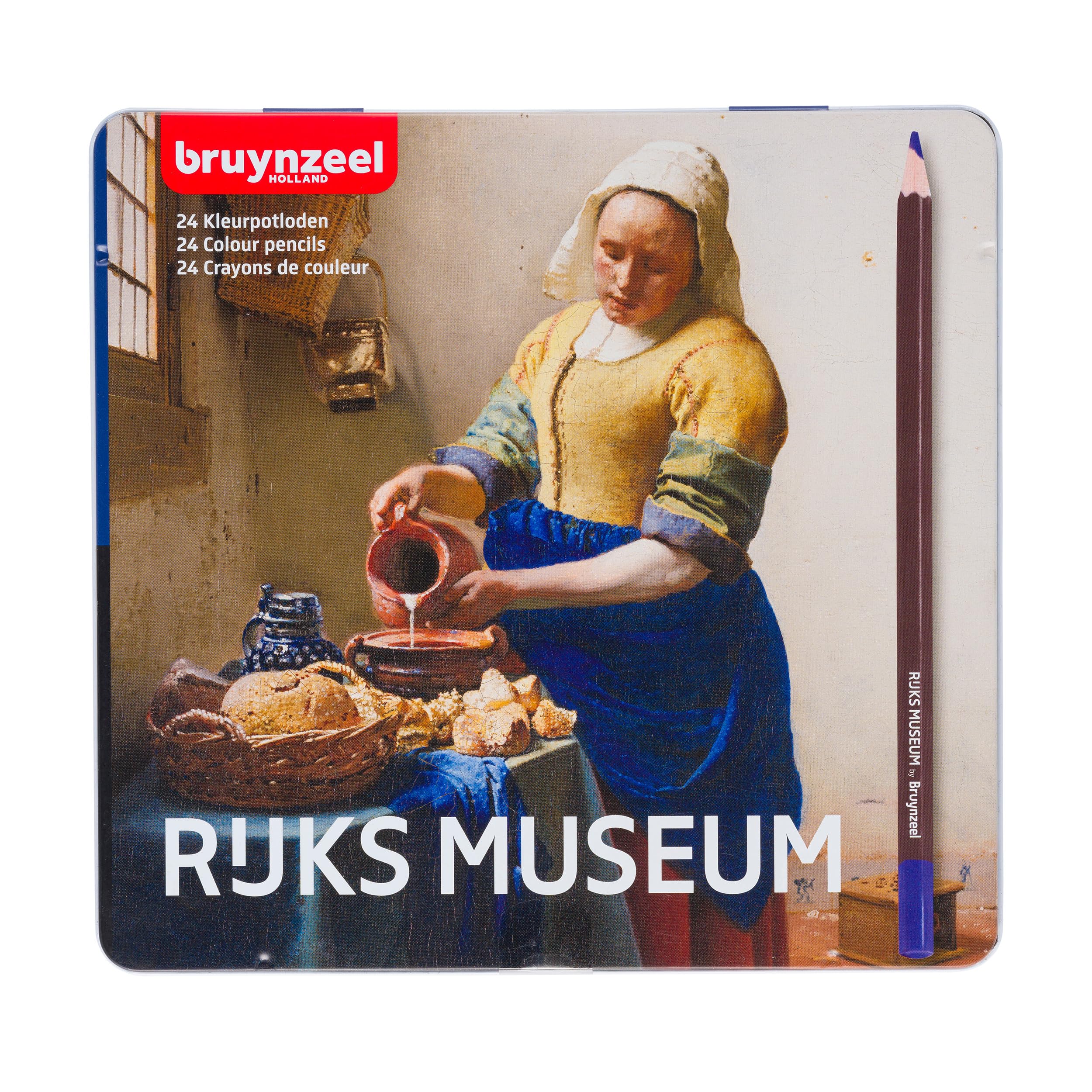 Bruynzeel & Rijksmuseum 24 Professional Colored Pencils Set in Metal Tin - Premium Drawing & Coloring Art Supplies | Inspired by Johannes Vermeer | Perfect for Artists, Students & Adult Coloring Books