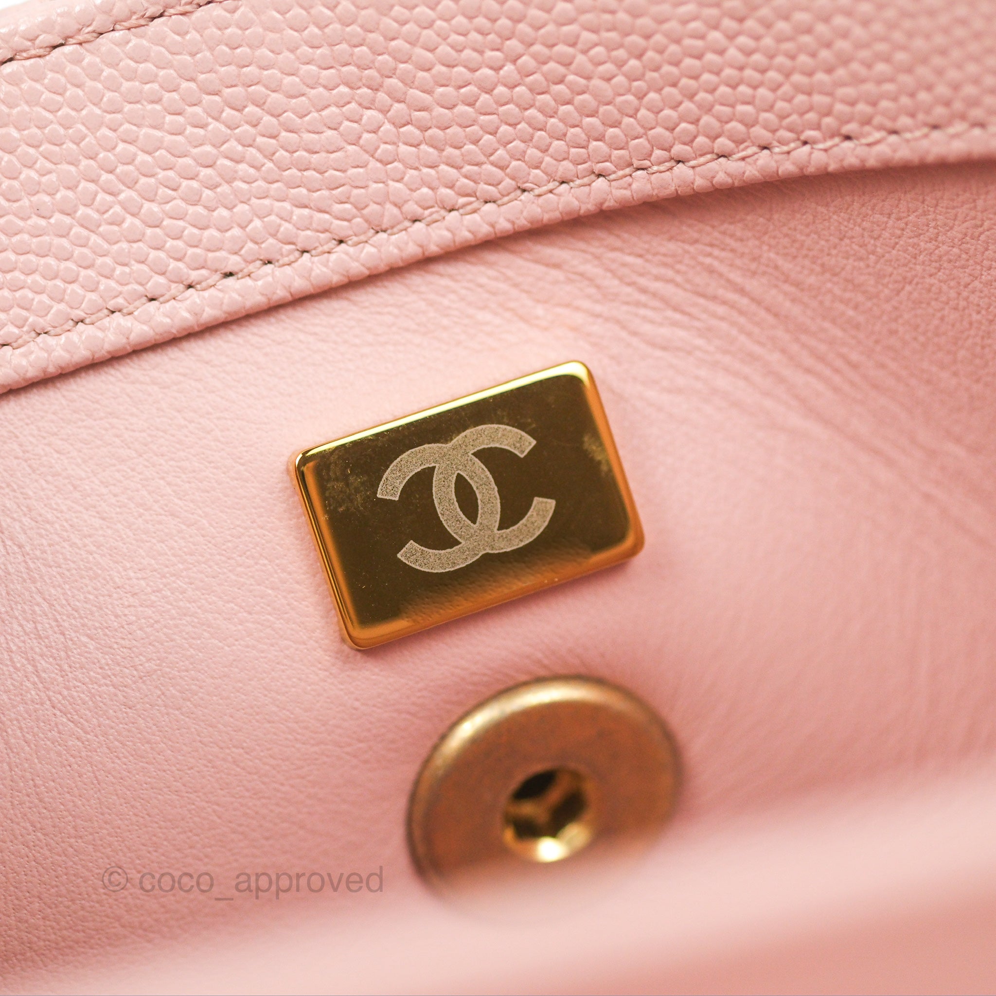 Chanel Carry Me Top Handle Flap Bag Pink Caviar Leather with Aged Gold Hardware - Perfect for Date Night & Special Occasions
