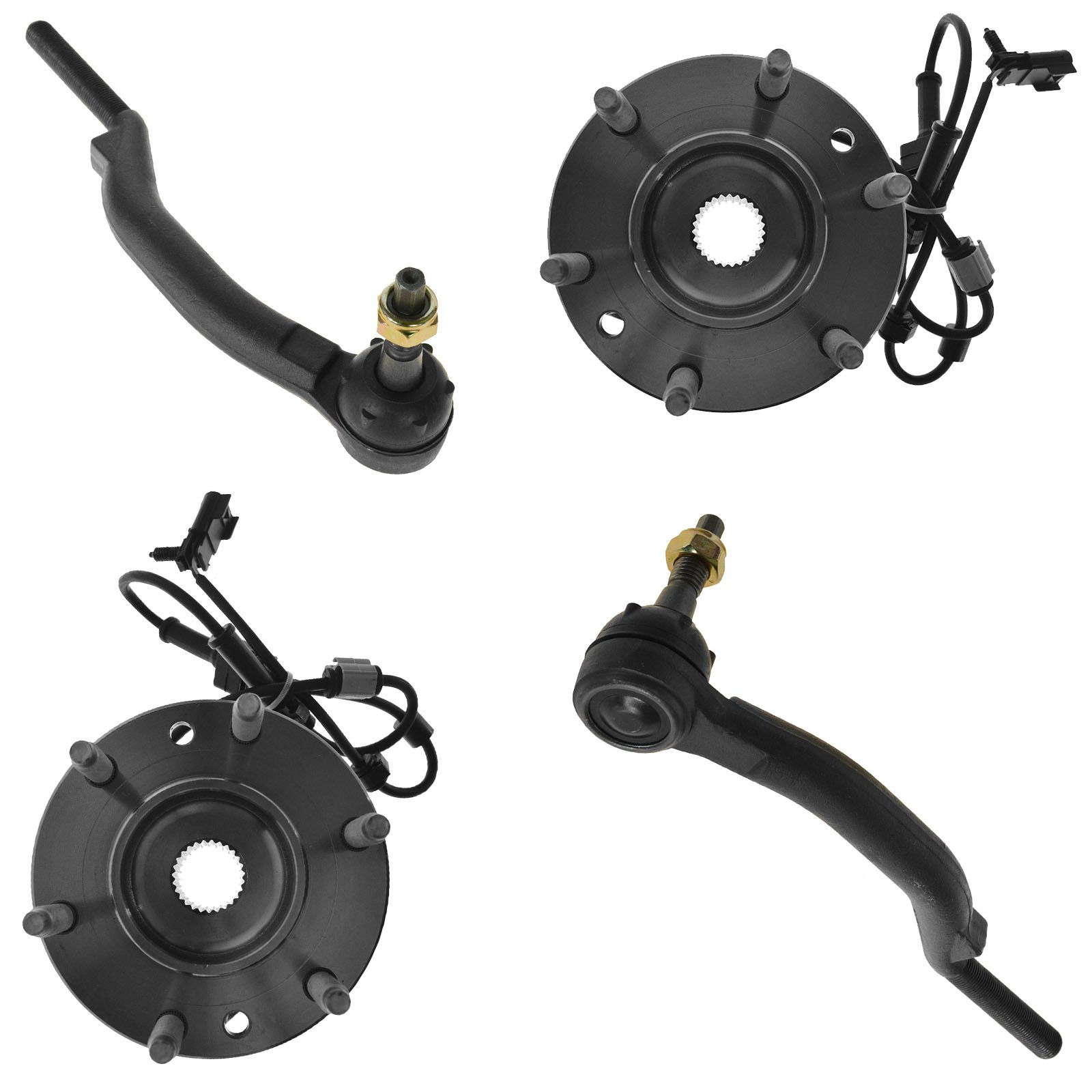 TRQ Wheel Hub & Bearings with Outer Tie Rods - Front Replacement for Chevy Trailblazer & GMC Envoy - Durable Auto Parts for Smooth Driving & Off-Road Adventures