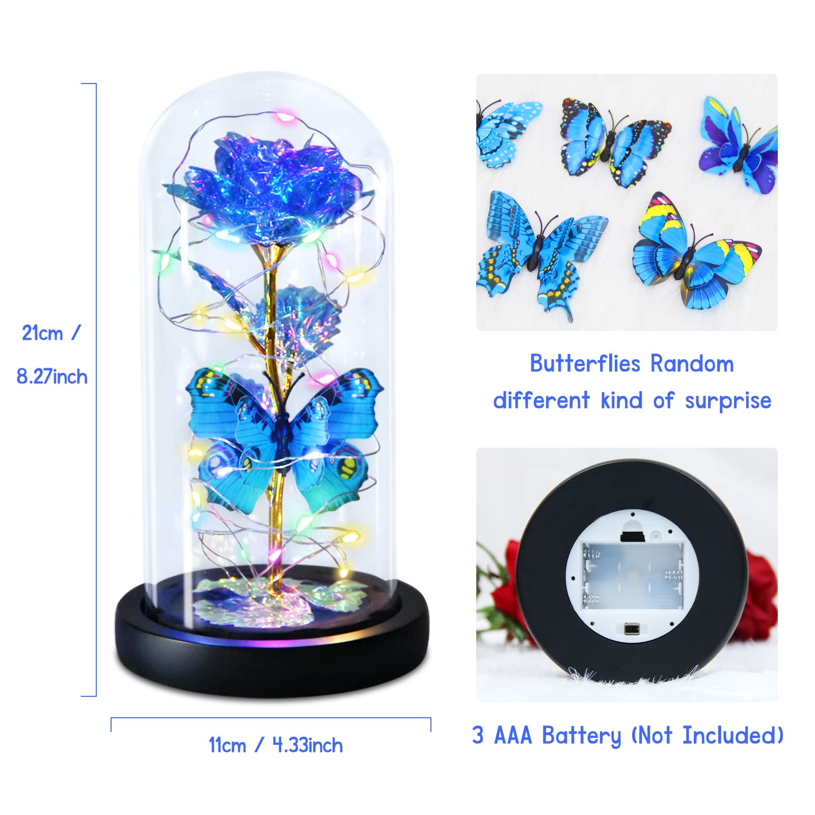 Beauty and The Beast Rose in Glass Dome - Eternal Rose Gift for Women, Valentine's Day, Birthday, Christmas, Mother's Day Present for Her, Wife, Girlfriend, Mom, Grandma - Perfect for Home Decor, Romantic Surprise & Special Occasions