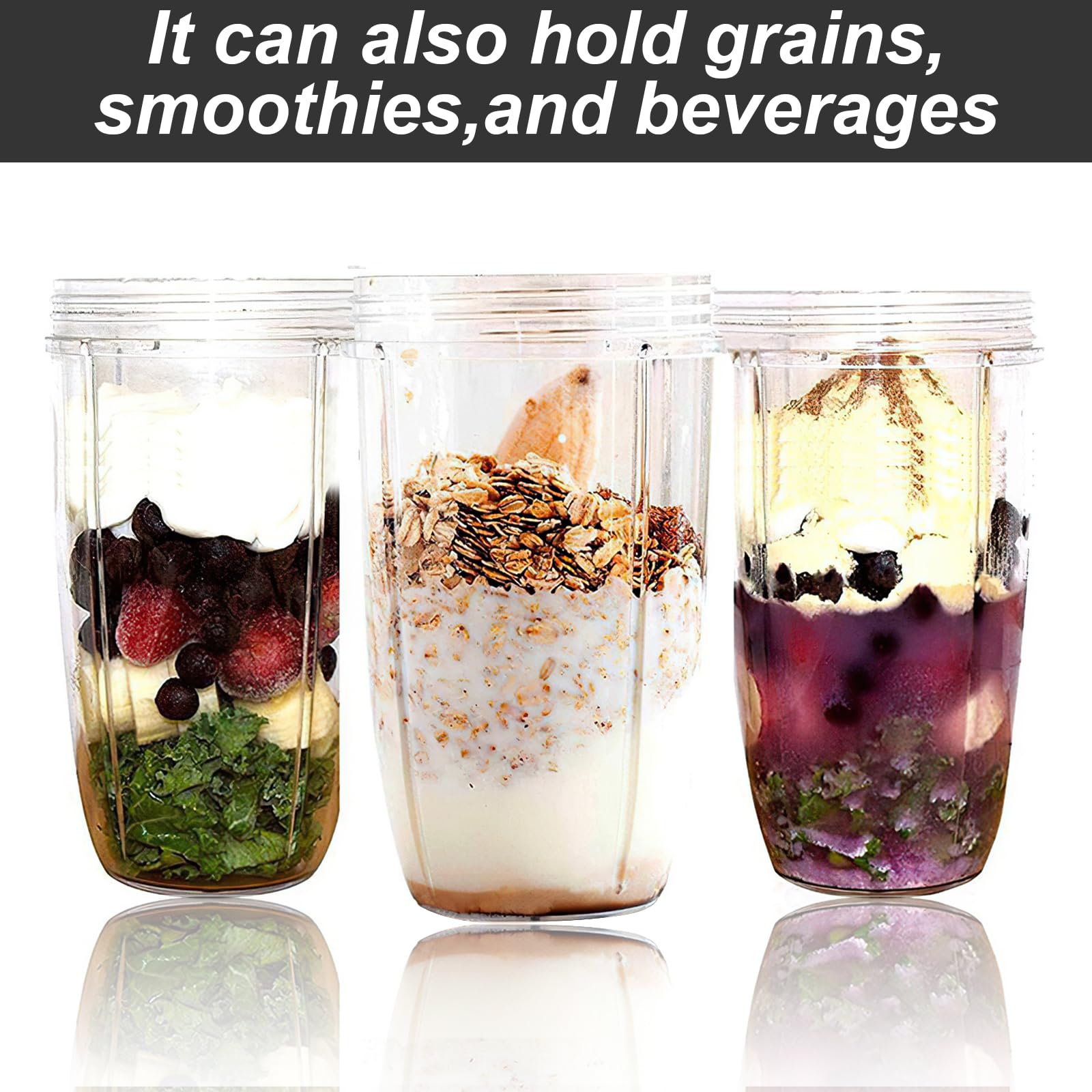 Anevios 32OZ Clear Replacement Cups for NutriBullet 600W & 900W Blenders - Compatible Juicer Cup Parts & Accessories - Perfect for Smoothies, Juicing, and Meal Prep