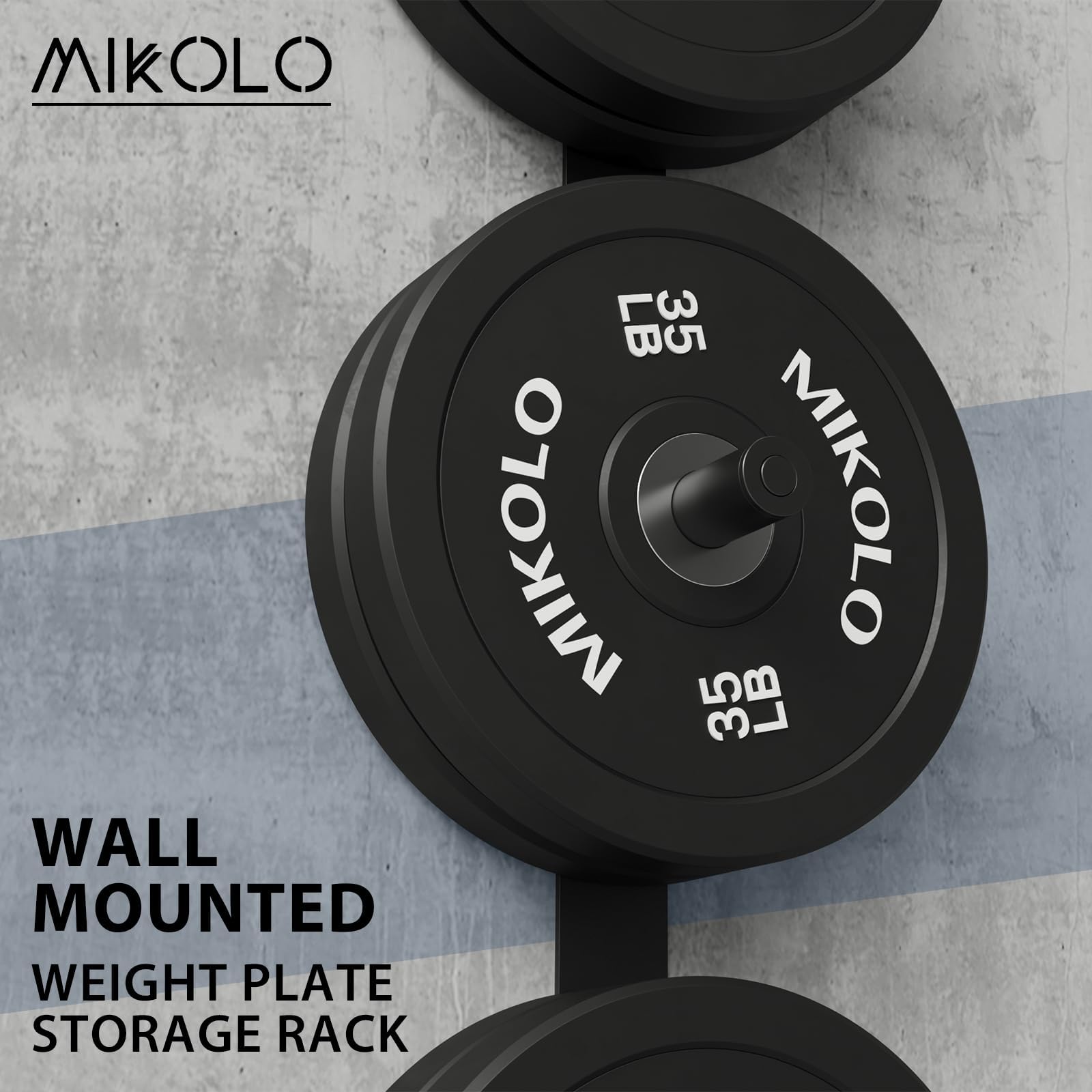 Mikolo Weight Plate Storage Rack - Wall Mounted Bumper Plate Holder for 1