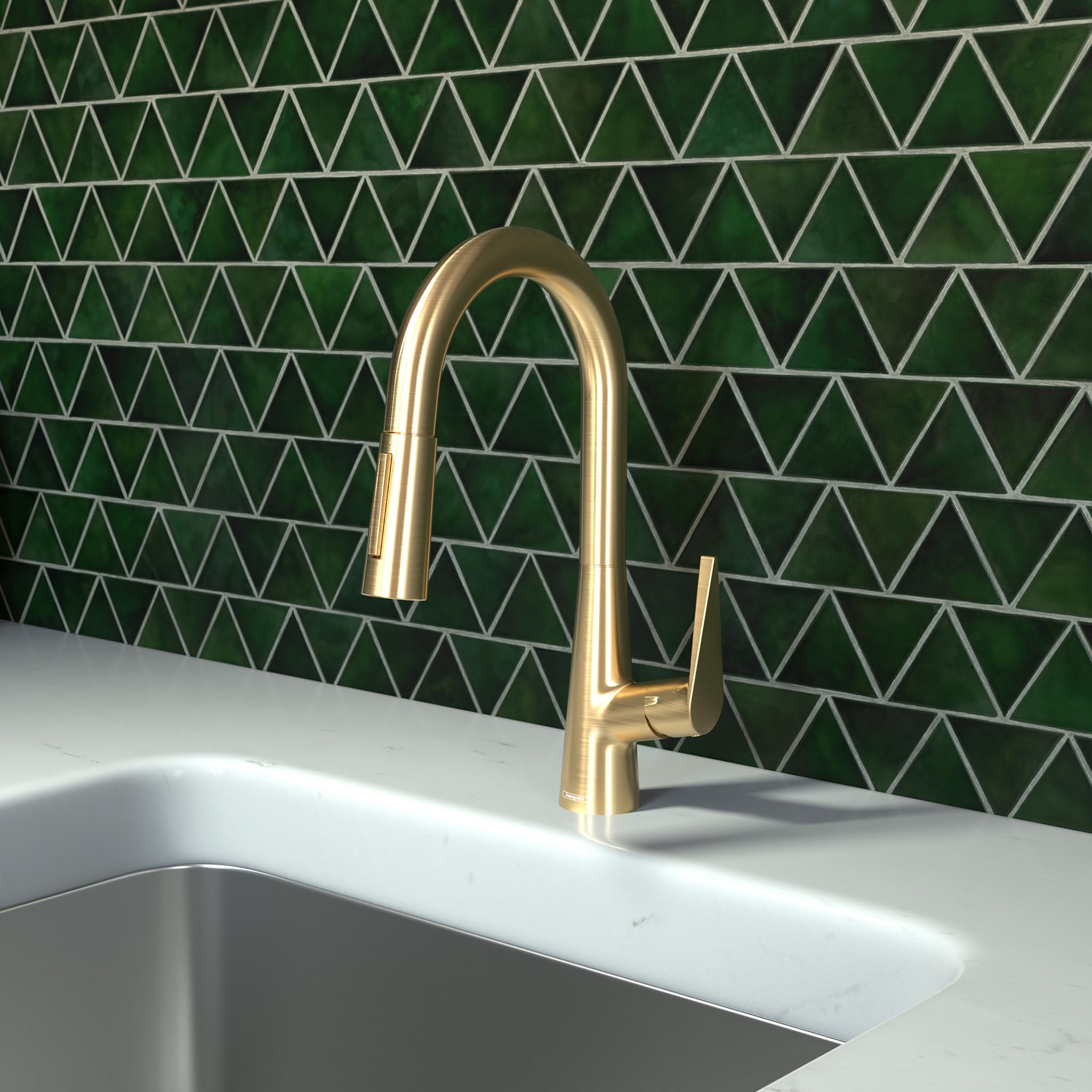 Hansgrohe Talis S Gold Kitchen Faucet with Pull Down Sprayer - Brushed Gold Finish for Modern Kitchens