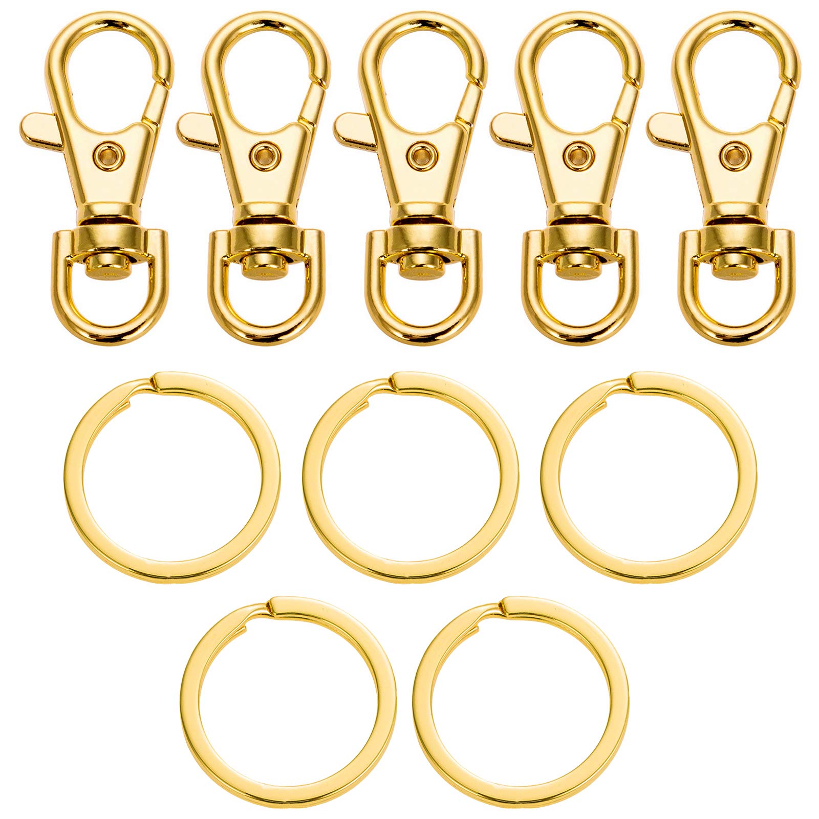 5-Pack Gold Lobster Clasp Key Rings for Women - Jewelry & Lanyards
