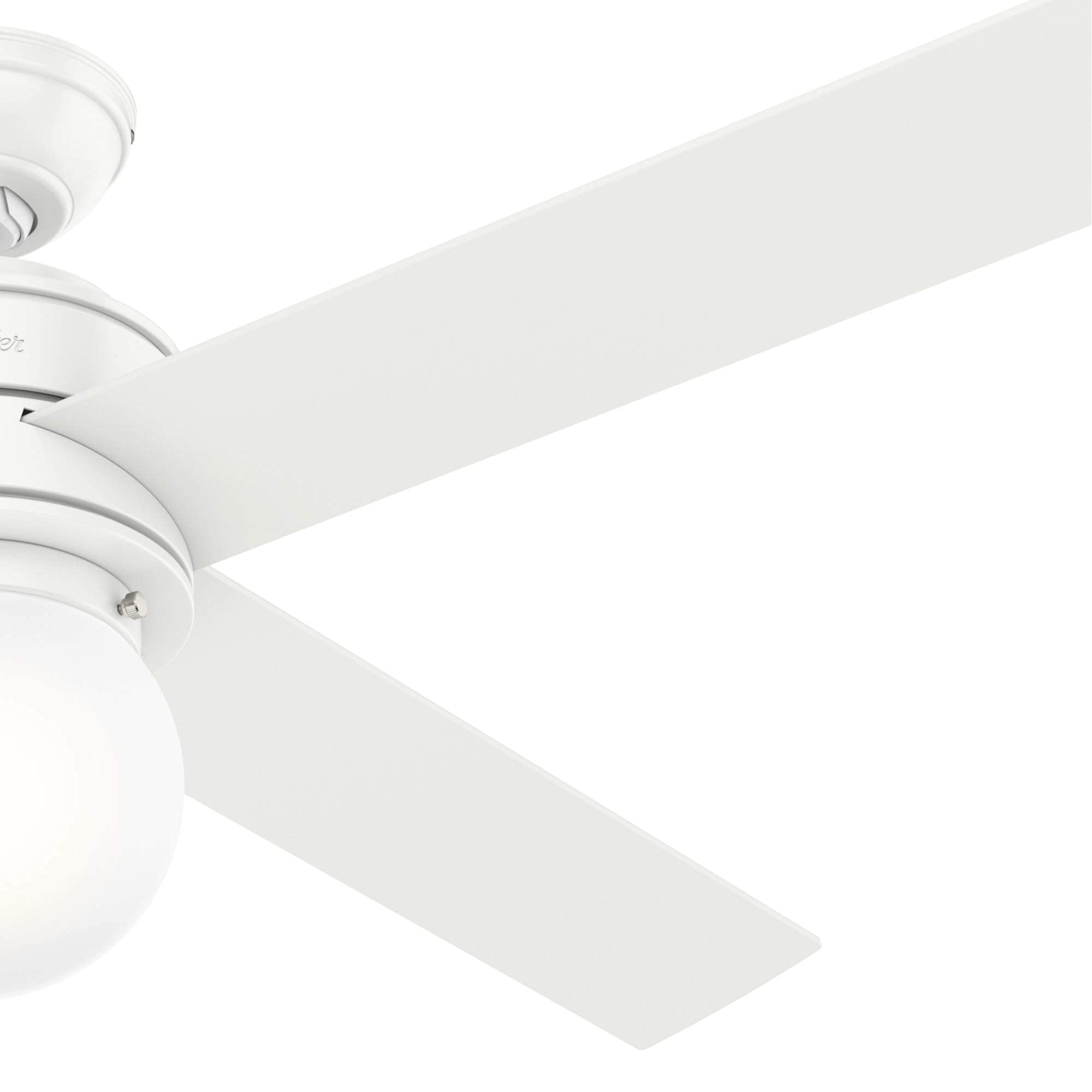 Hunter Fan 52 Inch Matte White Indoor Ceiling Fan with Light Kit - Energy Efficient Quiet Motor, 3 Speed Settings - Perfect for Living Room, Bedroom & Office (Renewed)