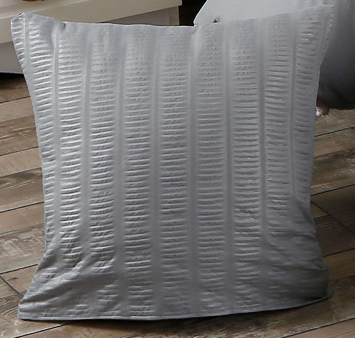 Premium 1000TC Ultra Soft Seersucker Cushion Covers - 2 Pack, Grey - Perfect for Sofa, Bed & Home Decor