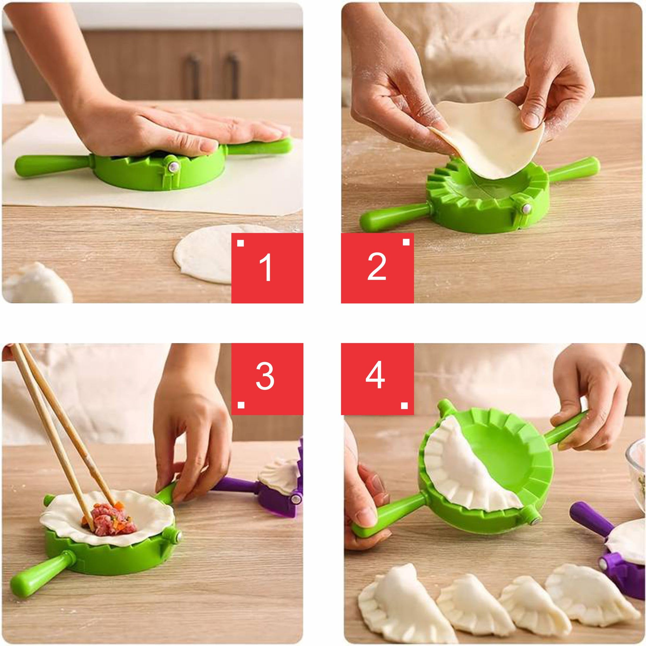 Dumpling Maker Press Mold Set of 4 – 5 inch & 6 inch Gyoza, Empanada, Pot Pie & Ravioli Maker Kit | Professional Dough Press for Chinese Soup Dumplings, Pierogi & More | Perfect for Home Cooking, Meal Prep & Asian Cuisine