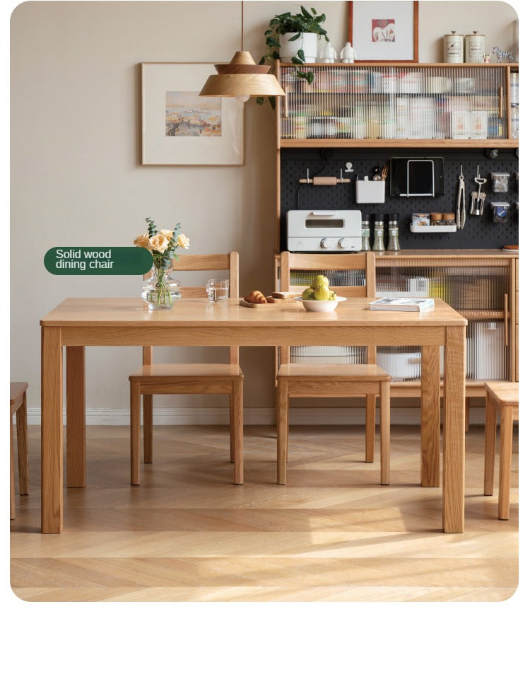 Premium Oak Solid Wood Nordic Dining Table - Modern Scandinavian Style for Kitchen, Dining Room & Small Spaces