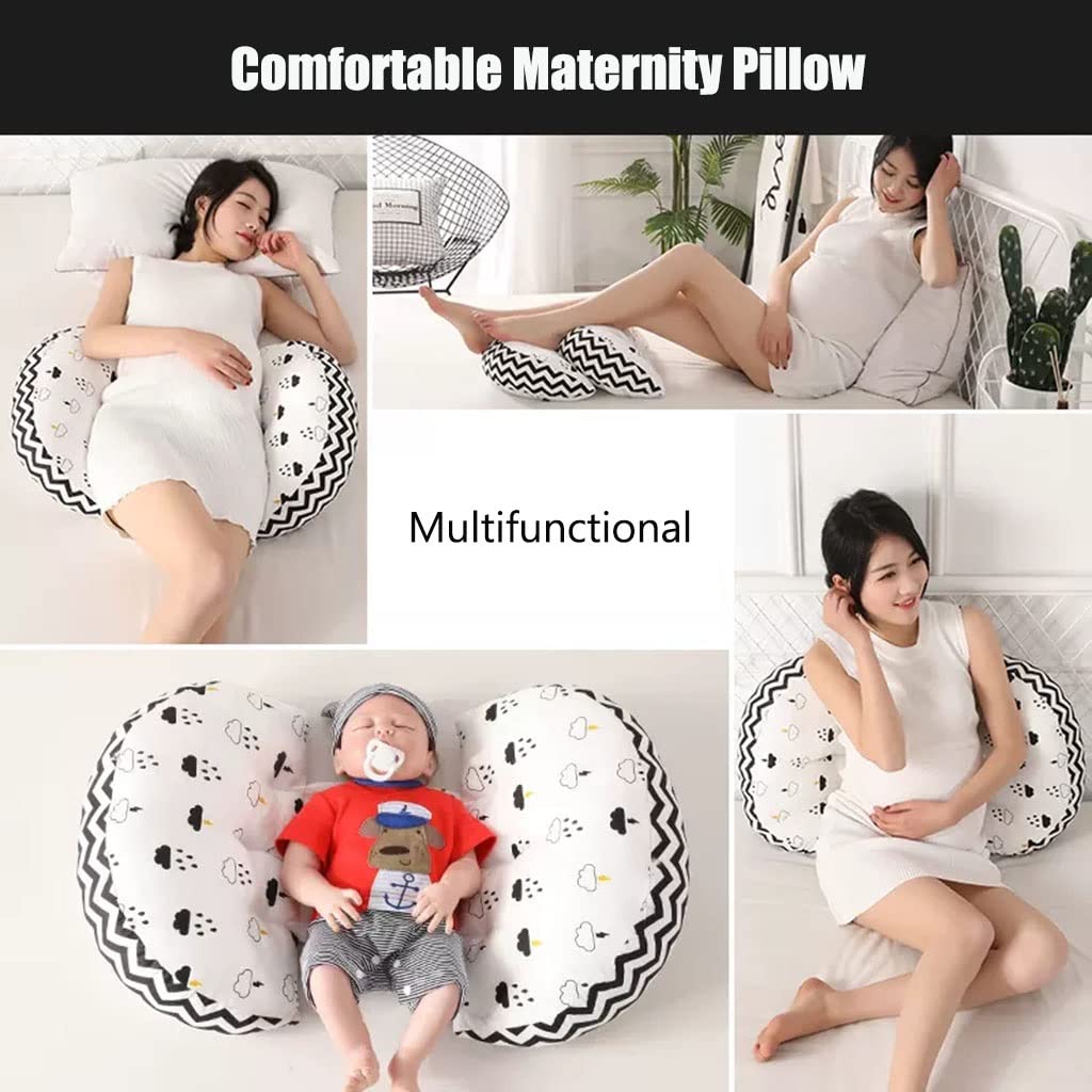 Pregnancy Pillow for Maternity Support - Removable & Washable Cotton Cover, Soft & Comfortable for Scientific Sleep - Belly & Lumbar Support with Adjustable Width - Perfect for Side Sleepers & Pregnant Women During All Trimesters