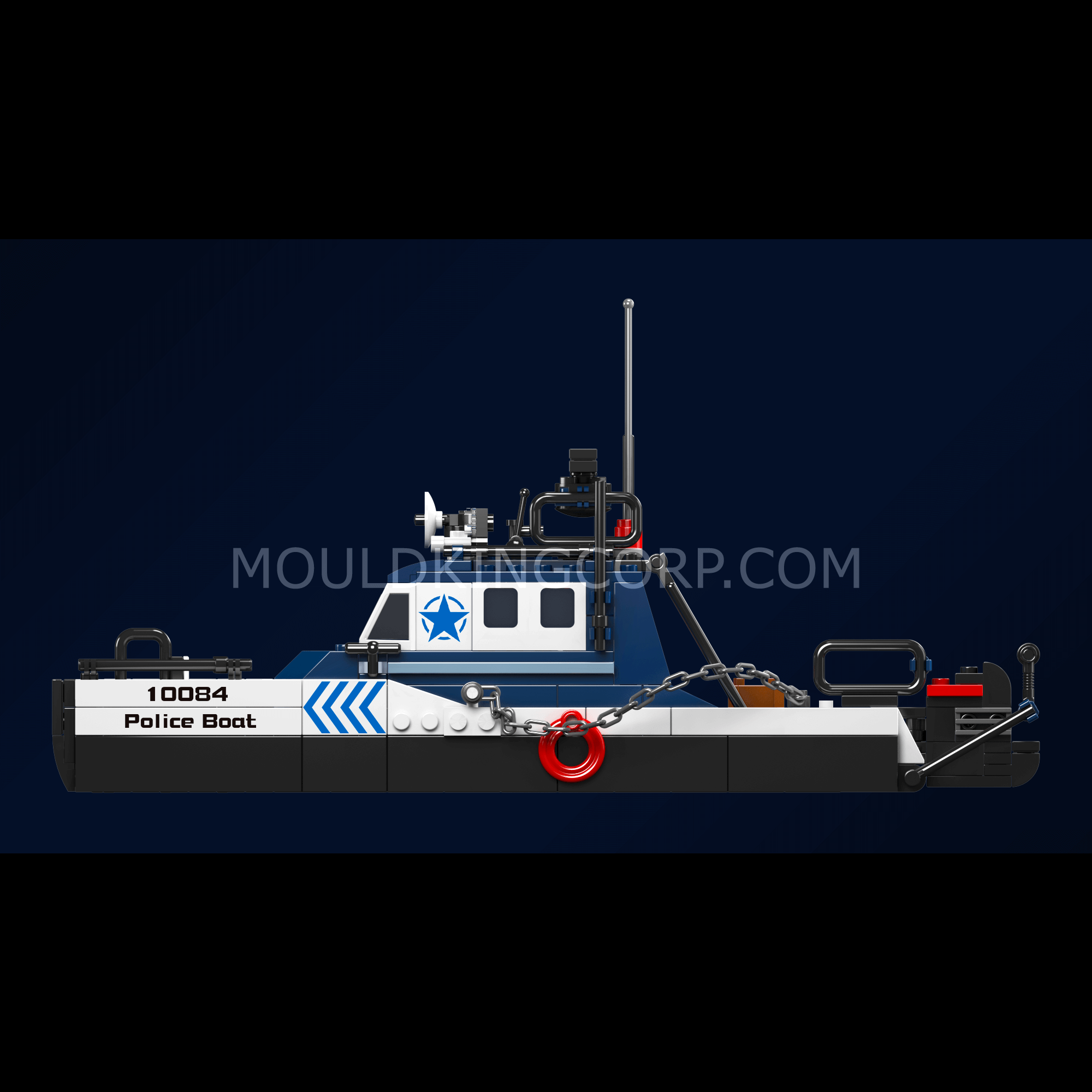 Mould King 10084 Police Boat Building Blocks Set - 413 Pieces STEM Toy for Kids, Creative Construction Model Kit for Boys & Girls | Perfect for Birthday Gifts, Educational Play & Display Collection