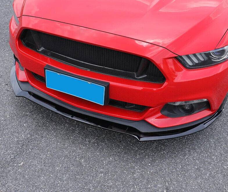 2015-2017 Ford Mustang Front Bumper Lip - 3PC Black Polyurethane Splitter for Enhanced Aerodynamics | Perfect for Street Racing & Car Shows
