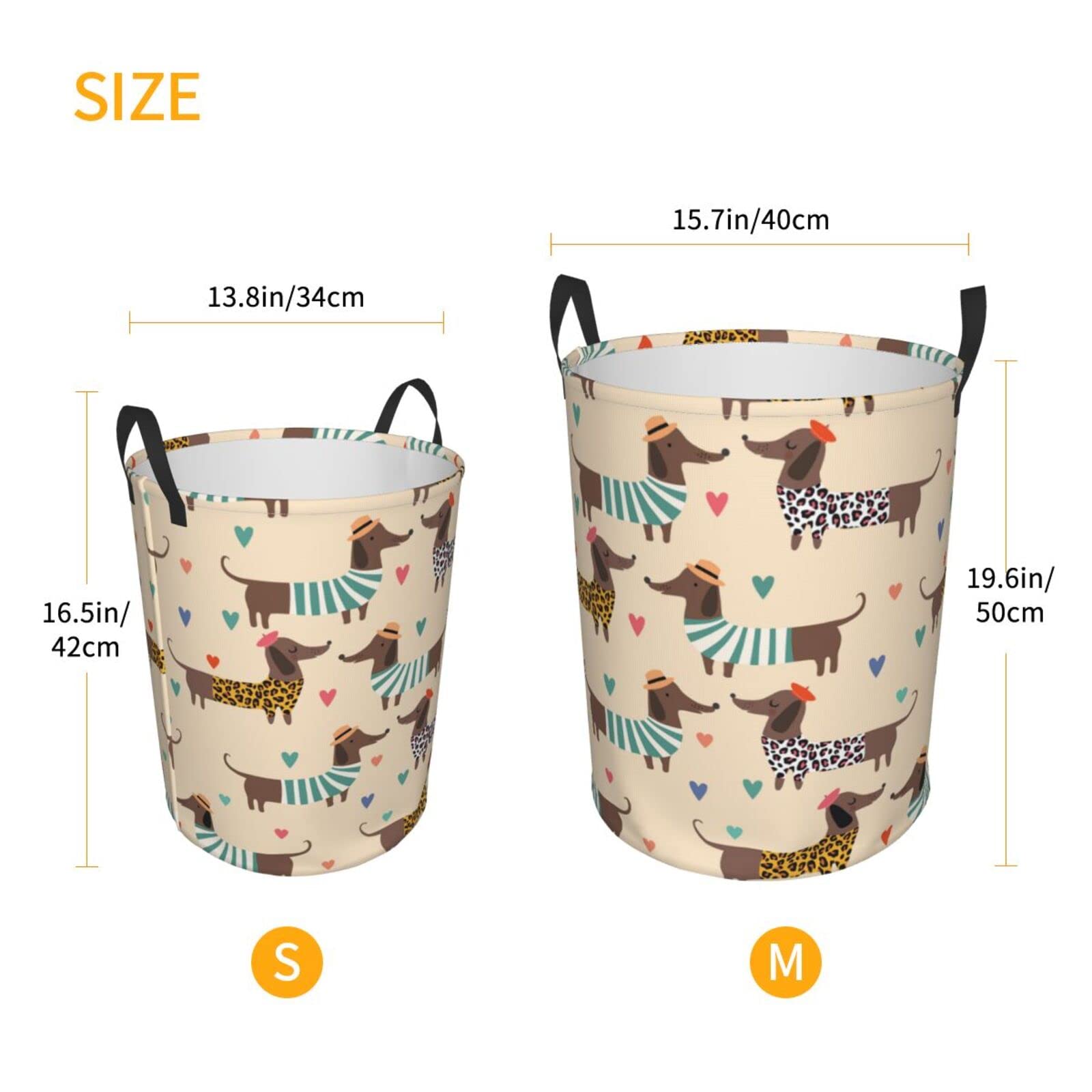 Waterproof Collapsible Laundry Basket with Handle - Large Fabric Hamper Organizer for Dirty Clothes, Toys & Bathroom Storage | Leopard Print Dachshund Design | Perfect for Pet Owners, Laundry Room & Small Spaces