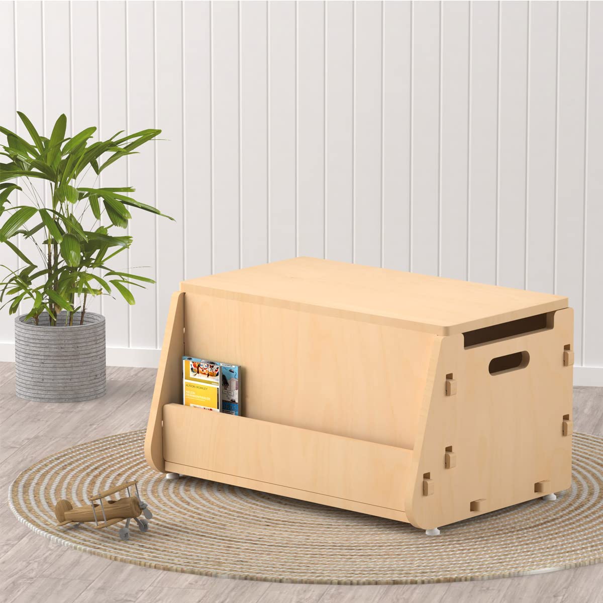 **X&Y Kids Wooden Toy Chest & Bookshelf - Montessori Toy Storage Organizer for Ages 2-7, Eco-Friendly Multipurpose Furniture, Natural Finish - Perfect for Nursery, Playroom & Bedroom Organization**