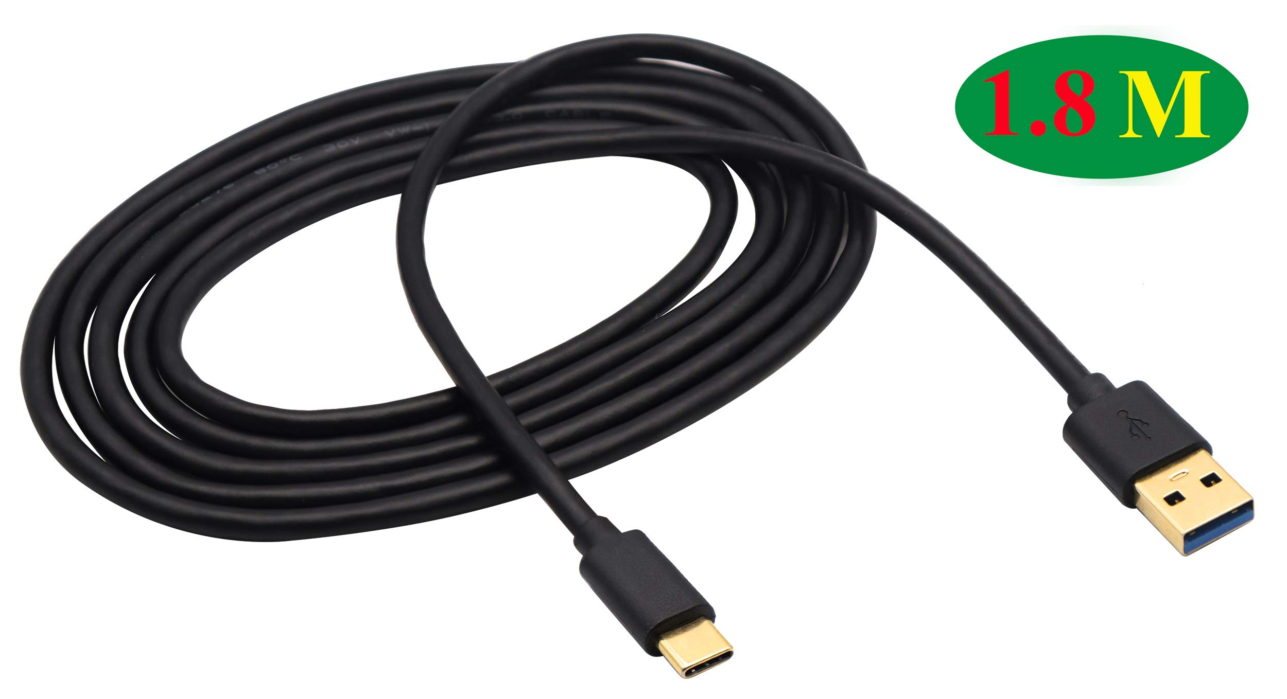 ZDYCGTime USB 3.0 Type C Extension Cable - A Male to C Male 1.8M Fast Charging & Data Sync Cable for Huawei P10/P9/P20, Samsung Galaxy S10/S9/S8/Note 8/9, Google Pixel - Perfect for Home, Office & Travel Charging Needs