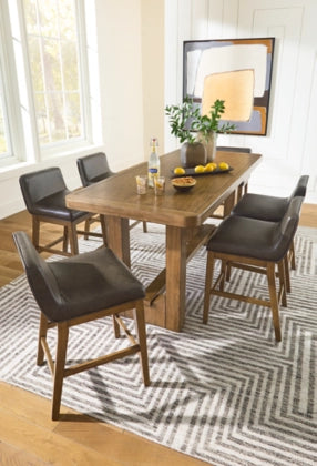 Cabalynn 36-Inch Counter Height Dining Table Set with 6 Bar Stools - Modern Kitchen Island Breakfast Nook Set for Small Spaces, Entertaining & Family Gatherings