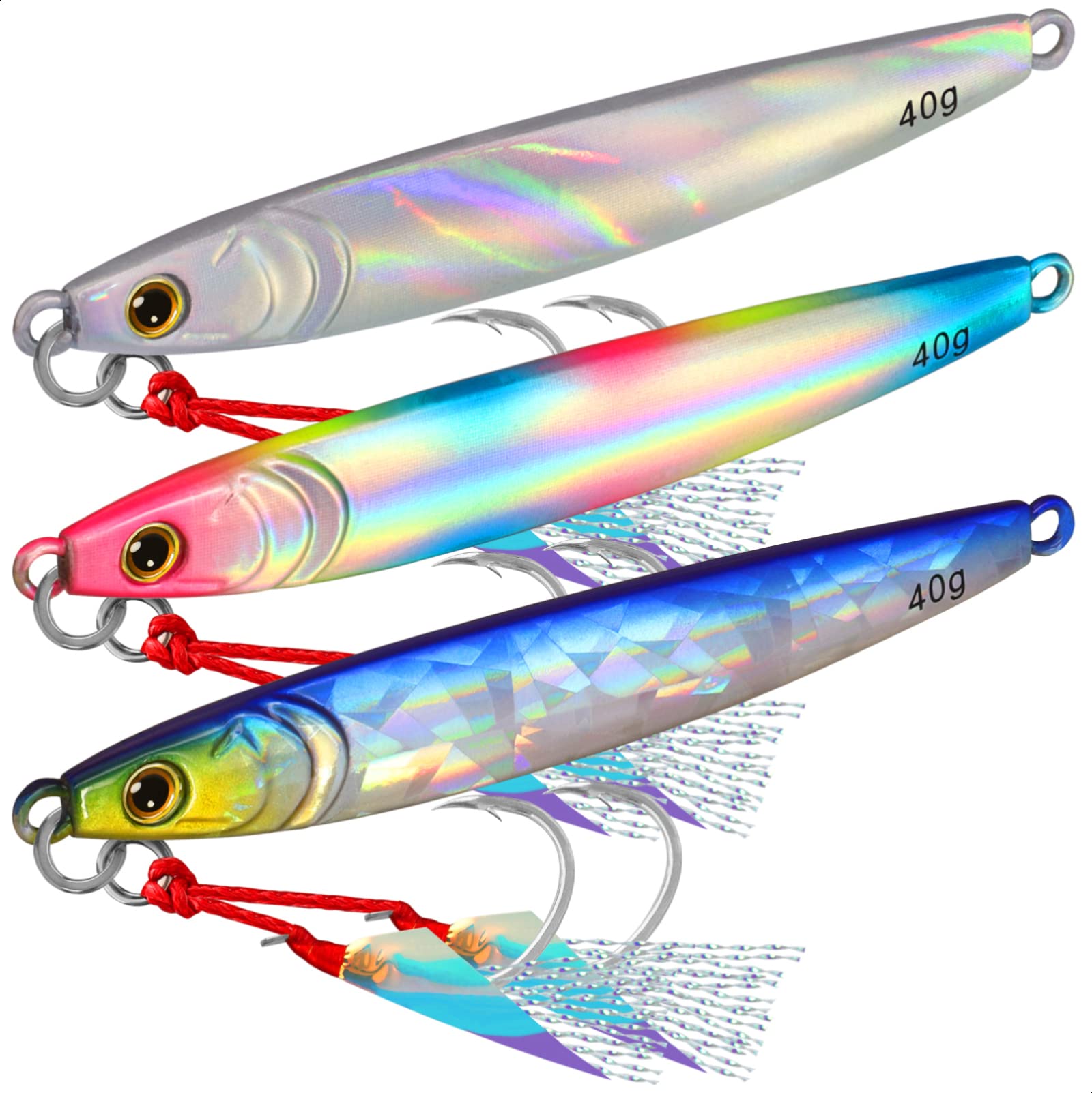 TRUSCEND Premium Saltwater Fishing Lures - Captain's Favorite Shiny Jigging Spoons for Bass, Salmon & Tuna | Slow Pitch Jig with Sharp Hooks | Durable & Effective Lures for Deep Sea Fishing & Offshore Angling | Perfect for Jigging, Casting & Trolling Techniques