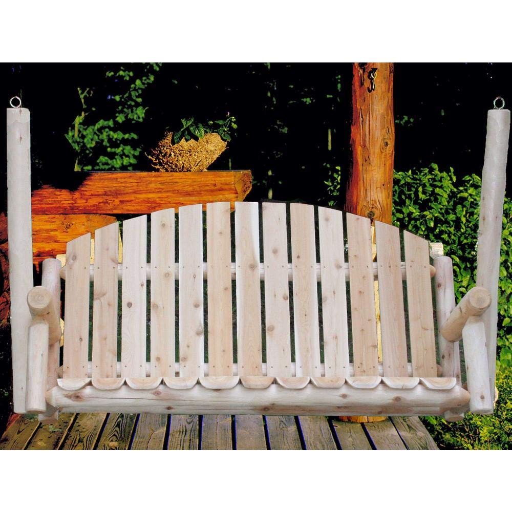 Lakeland Mills CF75 5-Foot Country Porch Swing - Rustic Wood Outdoor Hanging Bench for Garden, Patio, Backyard Relaxation & Decoration