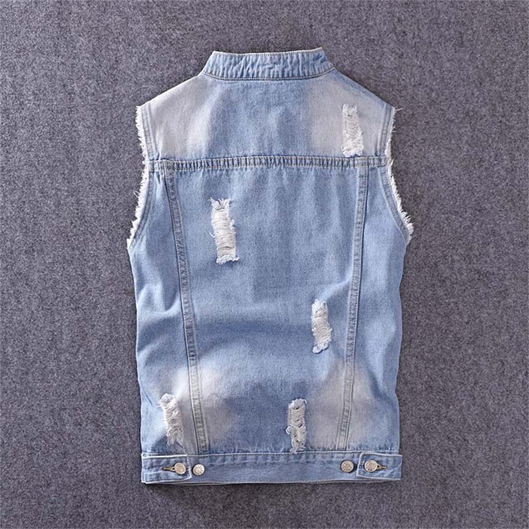 Men's Plus Size Hip Hop Denim Vest - Punk Rock Rivet Waistcoat for Motorcycle & Streetwear Fashion - Perfect for Concerts, Parties & Urban Style