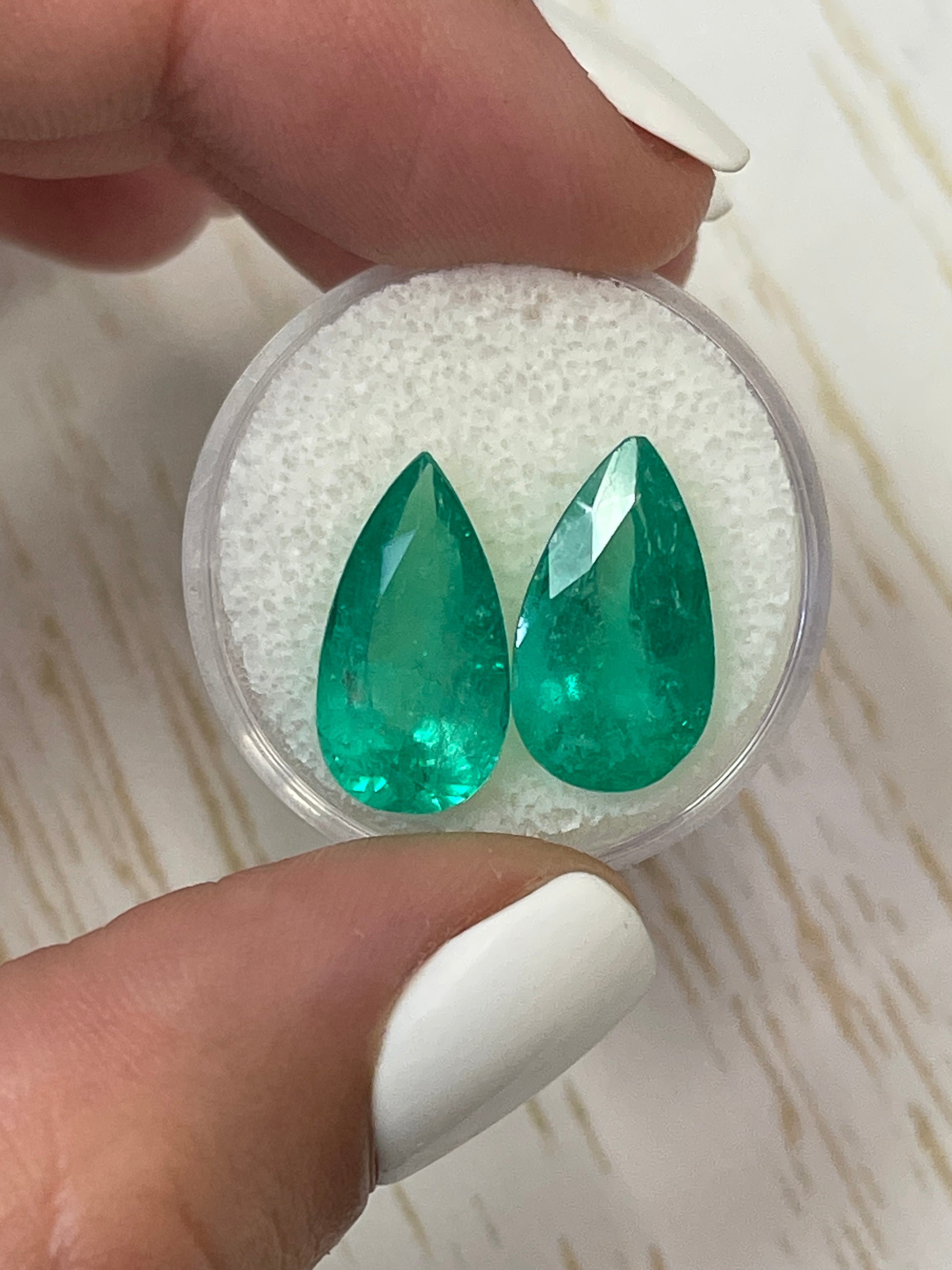 10.62tcw Pear Cut Loose Colombian Emeralds - Matching Set of 16x9mm Natural Green Gemstones for Jewelry Making, Engagement Rings & Luxury Gifts
