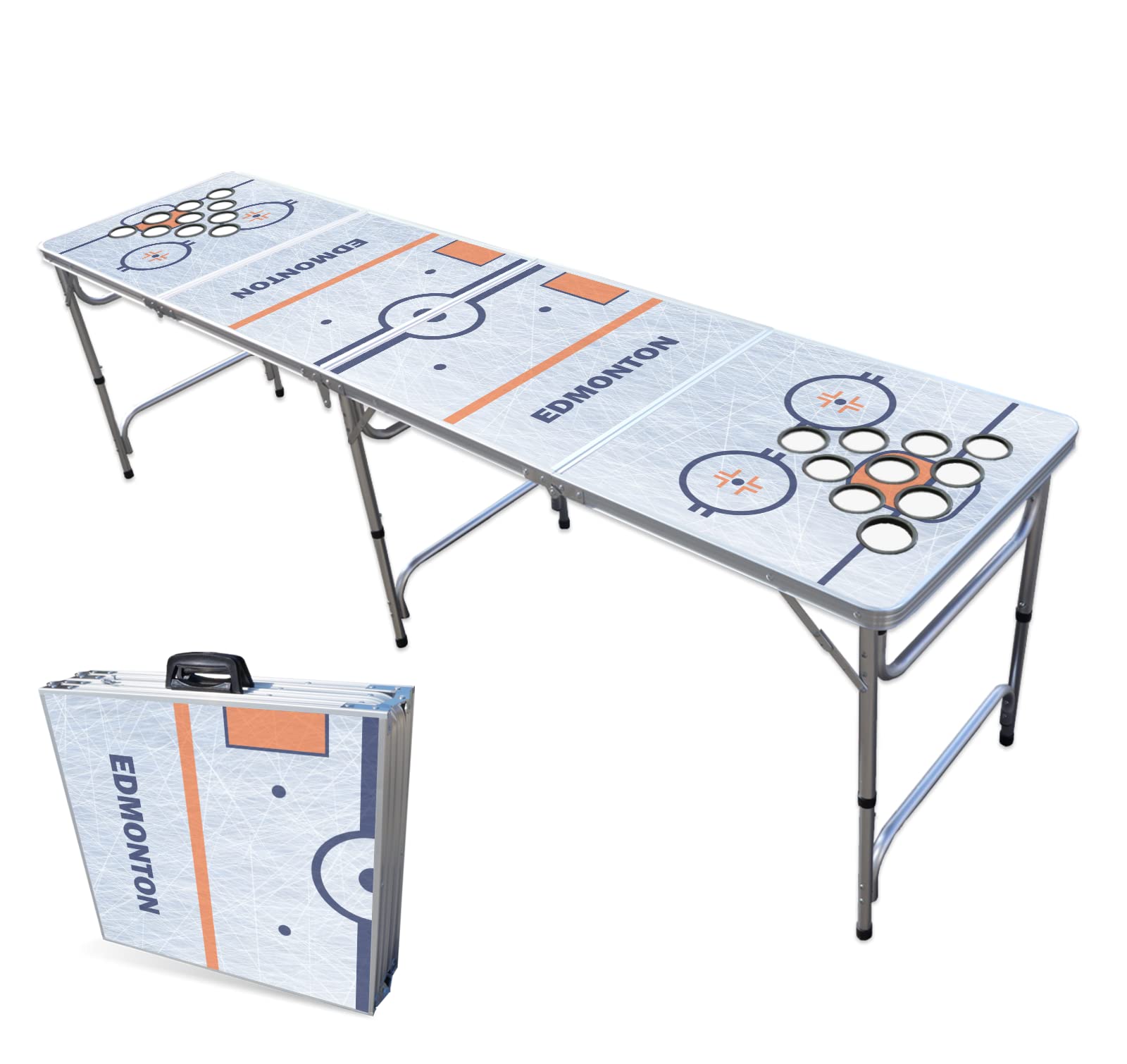 PARTYPONG 8-Foot Folding Portable Beer Pong Table with LED Lights & Optional Cup Holders - Perfect for Parties, Tailgates & College Events - Choose Your Model