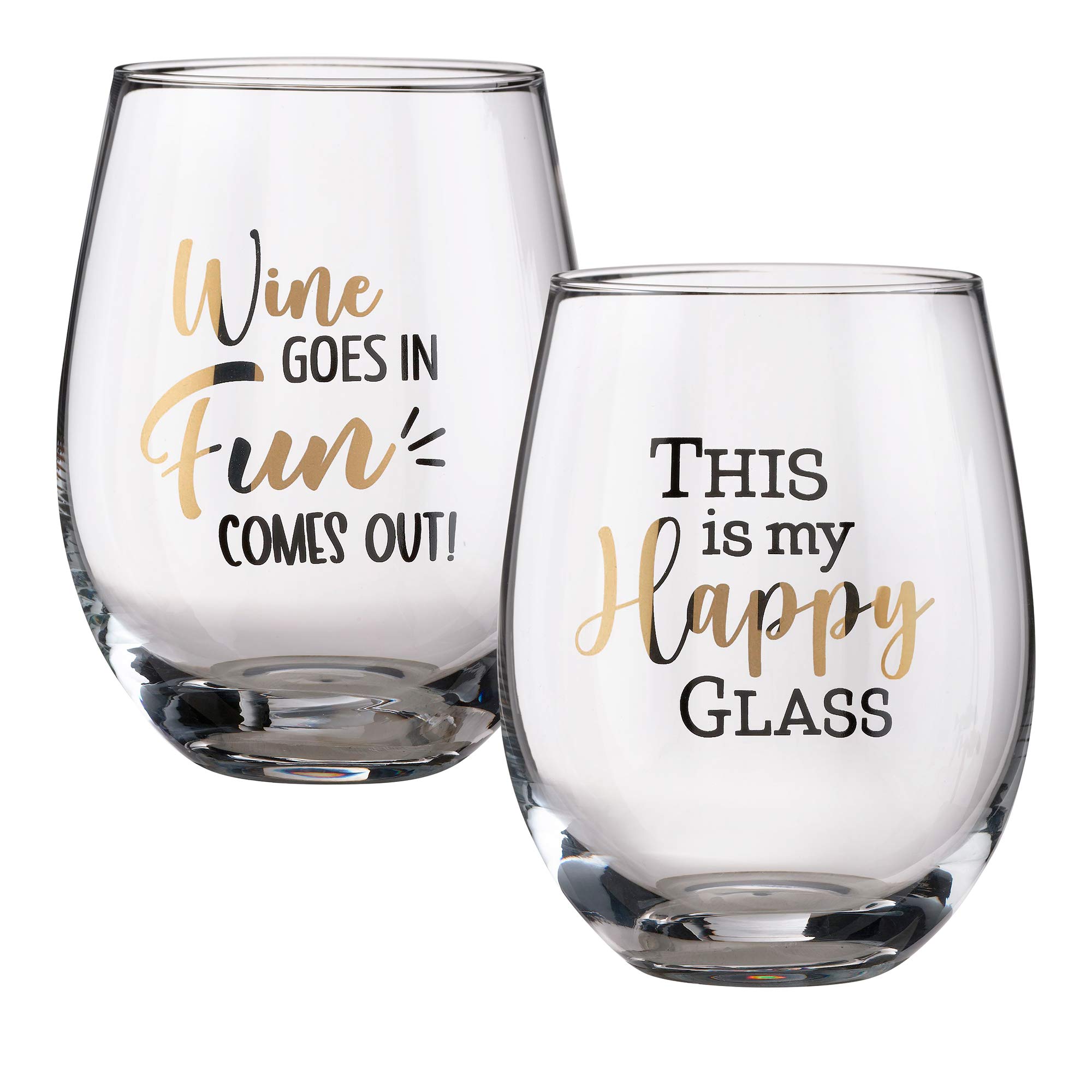 Lillian Rose Wine Glass Set with Fun Sayings - 4.75 Inch Clear Glassware for Parties, Gifts & Home Decor | Perfect for Weddings, Girls Night & Wine Tasting Events