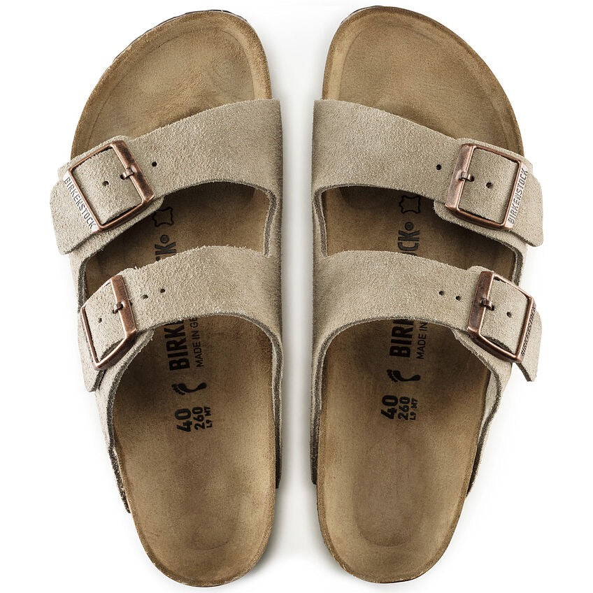 Arizona Suede Leather Sandals for Women - Taupe Color | Comfortable & Stylish Casual Footwear for Summer, Beach, and Everyday Wear