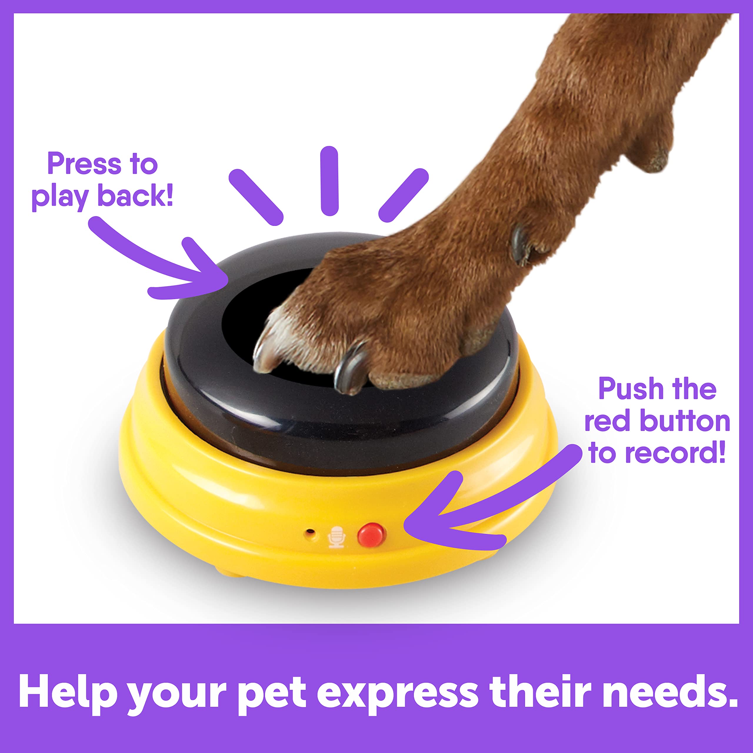 Hunger For Words Talking Pet Buttons - 3 Piece Set of Recordable Speech Buttons for Dog Training & Communication | Teach Your Dog to Talk | Perfect for Interactive Play, Obedience Training & Bonding Activities