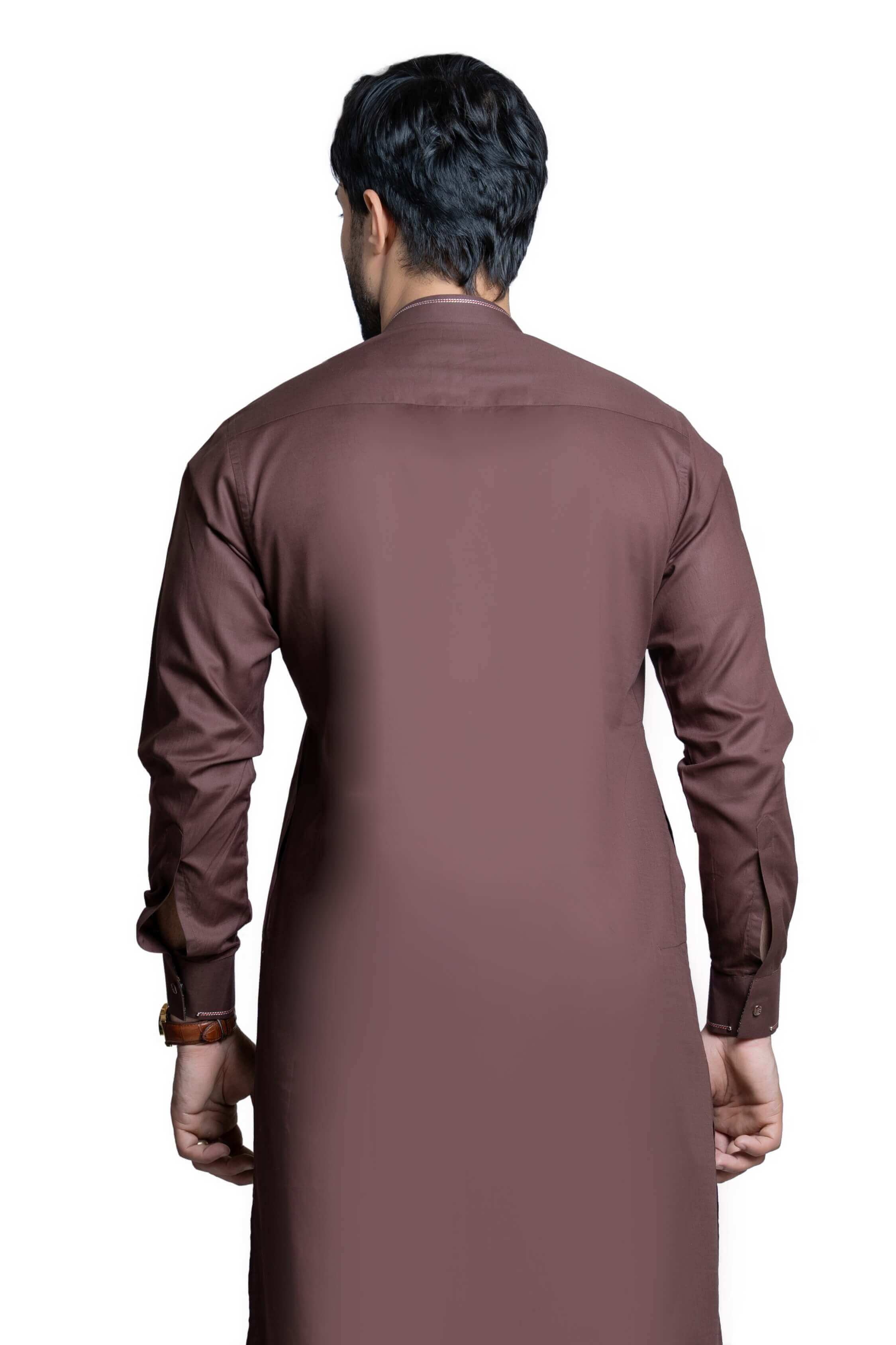 Brown Chambray Cotton Viscose Blend Kurta Pant Set for Men - Comfortable Ethnic Wear for Festivals, Weddings & Casual Outings