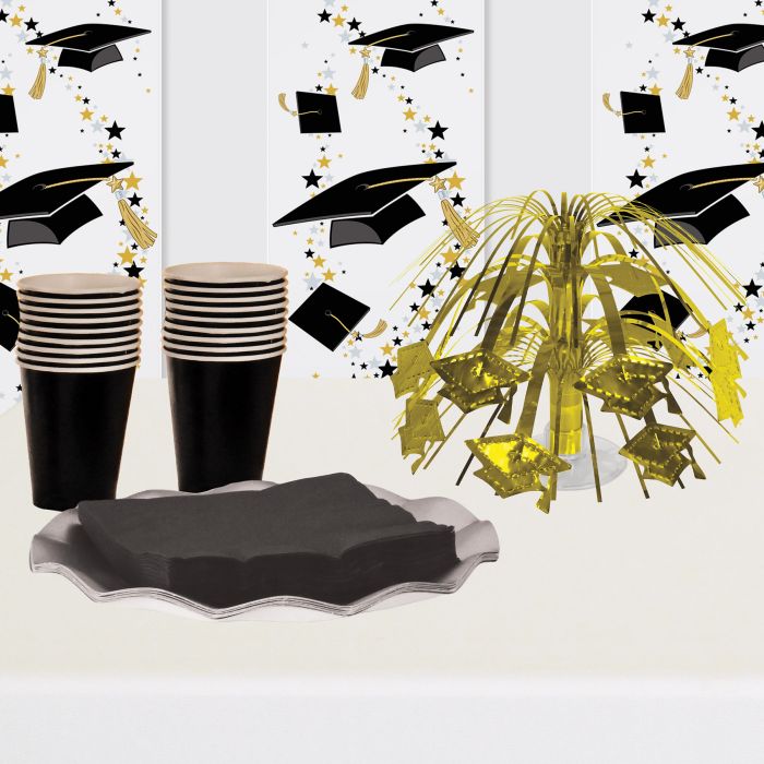 12 Pack Beistle Gold Graduation Cap Mini Cascade Centerpieces - Perfect for Graduation Party Decorations, Table Centerpieces, and Photo Booth Props
