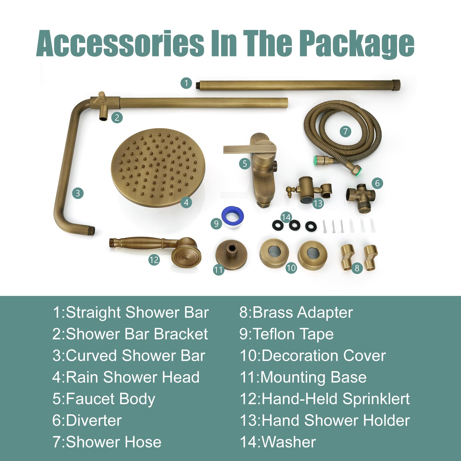 Vintage Brass Exposed Pipe Shower System - 8 Inch Rainfall Shower Head & Handheld Sprayer Combo Set with Single Handle - Dual Function Bathroom Faucet for Luxurious Spa Experience