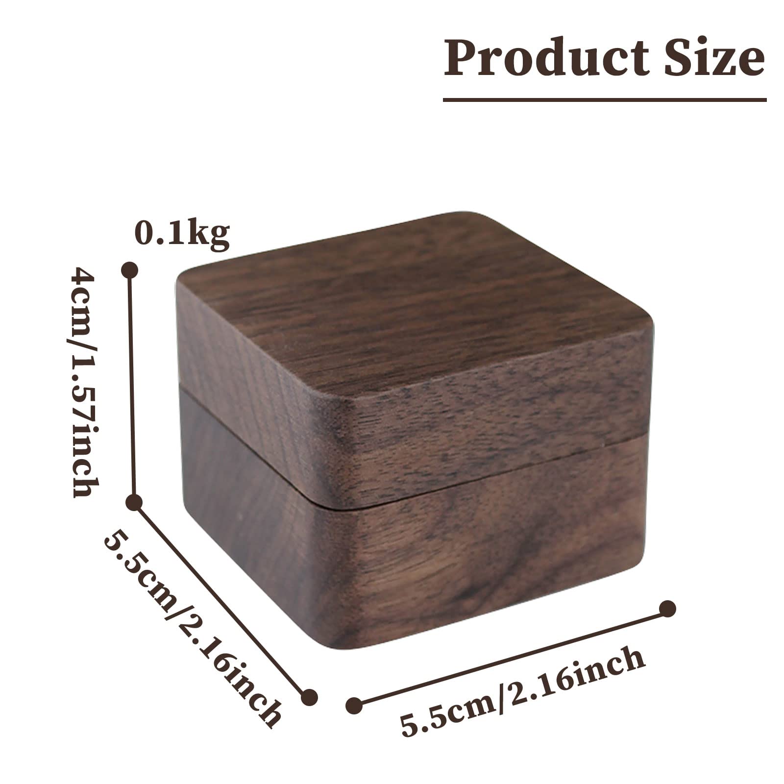 FuninCrea Personalized Wooden Ring Box - Elegant Square Wedding Ring Holder with Single Slot for Engagement & Ceremonies | Vintage Jewelry Display Case for Proposals, Vows & Special Occasions