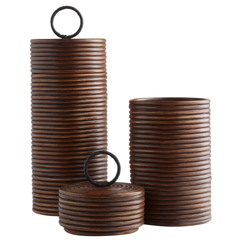 Cyan Design 11719 Papeete Large Brown Canister Set - Elegant Kitchen Storage for Flour, Sugar & Coffee - Perfect for Pantry Organization & Home Decor