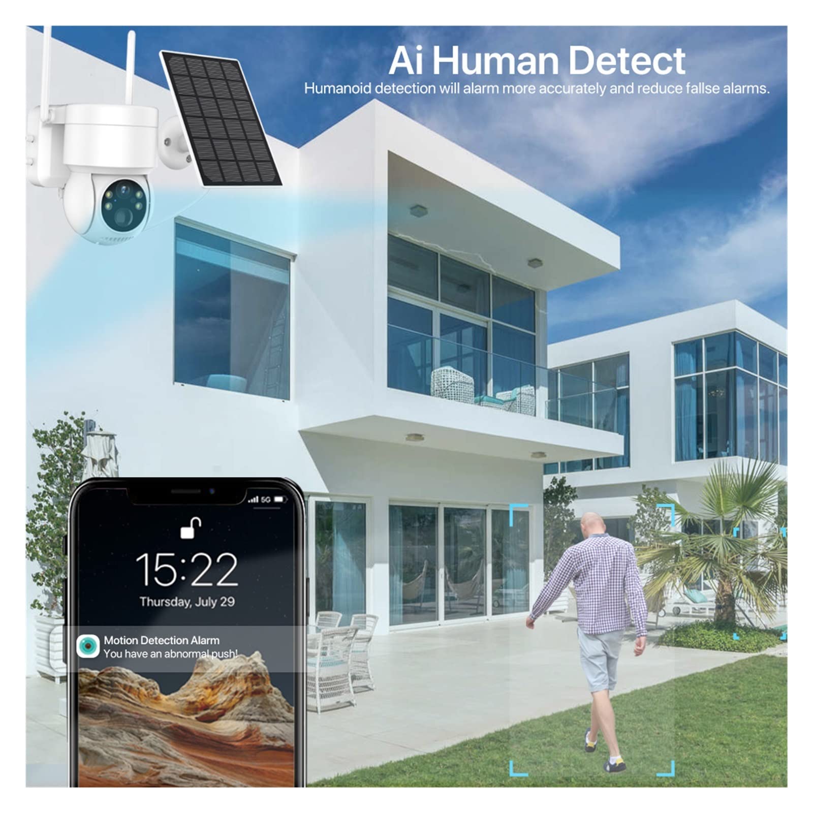 4K Solar Security Camera Outdoor - 8MP WiFi Surveillance with 7800mAh Battery for Home Protection