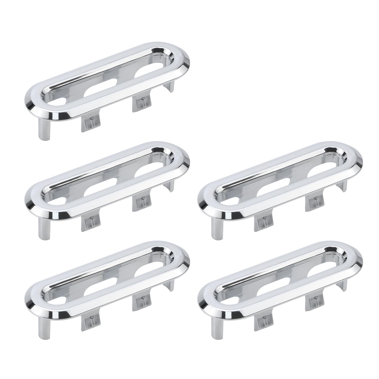 Tulead 5-Pack Oval Sink Hole Cover - Plastic Silver Sink Overflow Trim (2.2