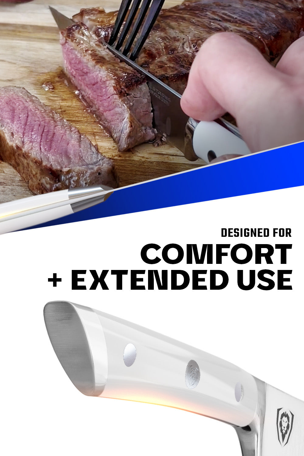 4-Piece Straight Edge Steak Knife Set with White ABS Handles - Dalstrong Gladiator Series | Premium Steak Knives for Home Dining, BBQ & Restaurant Use