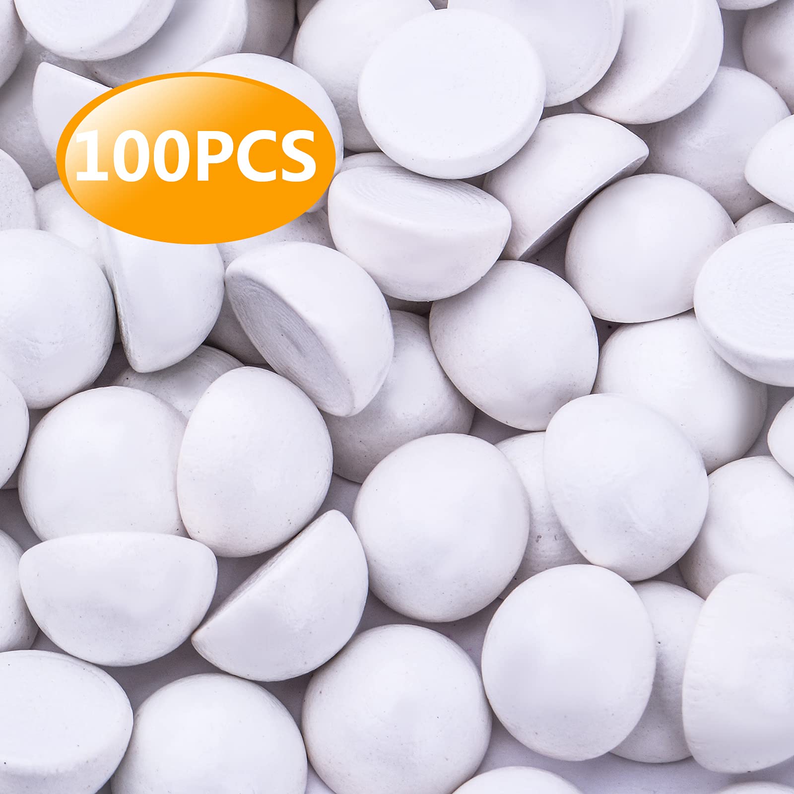 100pcs 15mm Natural Wooden Half Round Beads - Unfinished Split Wood Craft Balls for DIY Painting, Christmas Ornaments, Home Decor, Party Supplies & Art Projects | Perfect for Holiday Crafts, Scrapbooking & Jewelry Making