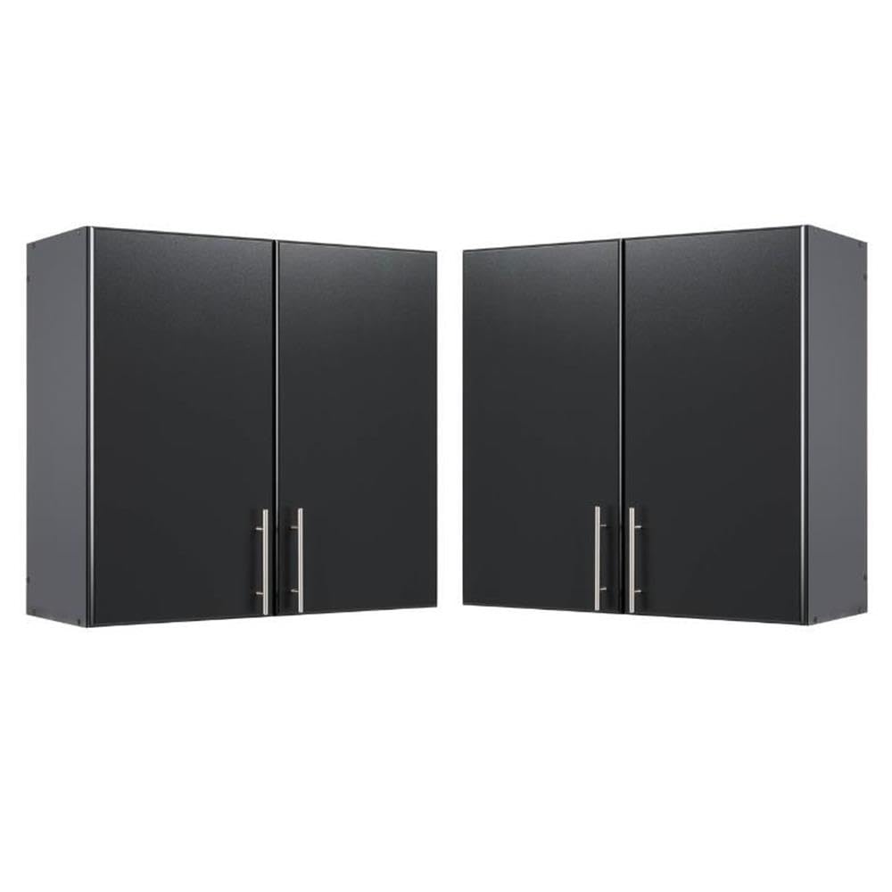 Home Square 2-Piece Black Wood Wall Cabinet Set - Perfect for Kitchen, Bathroom & Living Room Storage & Organization
