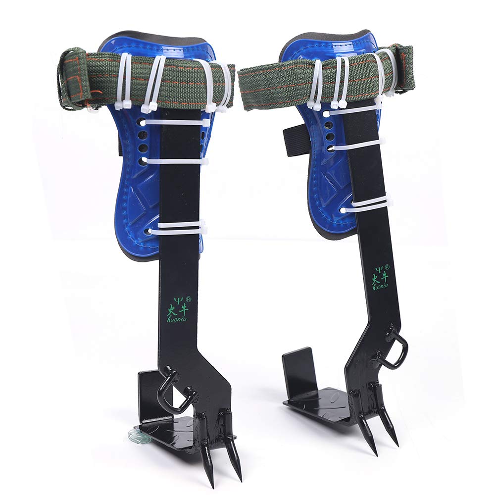 2-Piece Adjustable Tree Climbing Spikes Set with Protective Belt & Lanyard Rope - Professional Arborist Gear for Tree Trimming, Pruning, and Maintenance (Type 1)