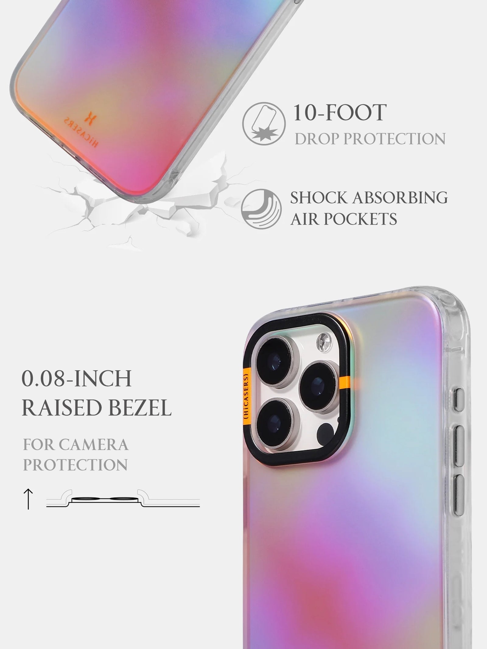 Sky Gradient Clear iPhone Case - Orange Aesthetic Protective Cover for iPhone 13/14/15 Pro Max - Perfect for Summer, Beach & Outdoor Activities