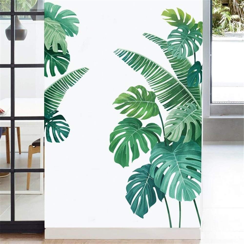 DERUN TRADING Removable Palm Tree Wall Decals - Large Green Leaf Wall Stickers, Evergreen Peel & Stick Wallpaper for Home Decor - Perfect for Living Room, Bedroom, Nursery & Office Wall Art