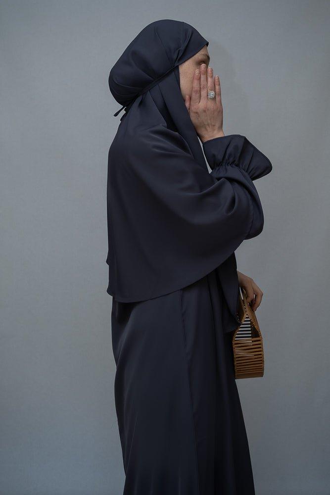 Barakaa Women's Prayer Dress & Umrah Hajj Set - Grey Islamic Modest Outfit for Prayer, Mosque & Religious Ceremonies