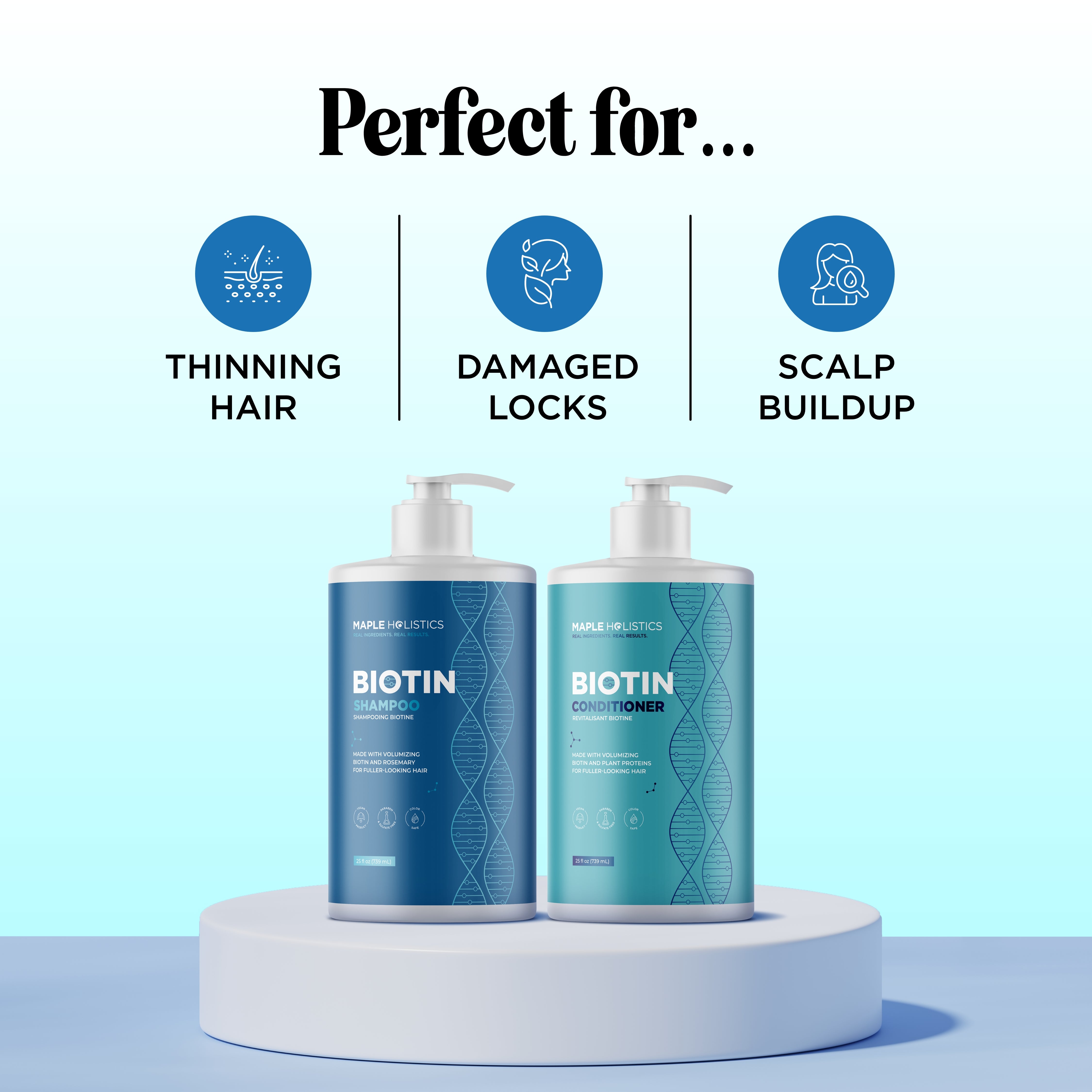 Biotin Shampoo and Conditioner Set for Hair Growth & Thickness - Sulfate Free Volumizing Hair Care Duo for Men & Women - Perfect for Daily Use & Damaged Hair Repair