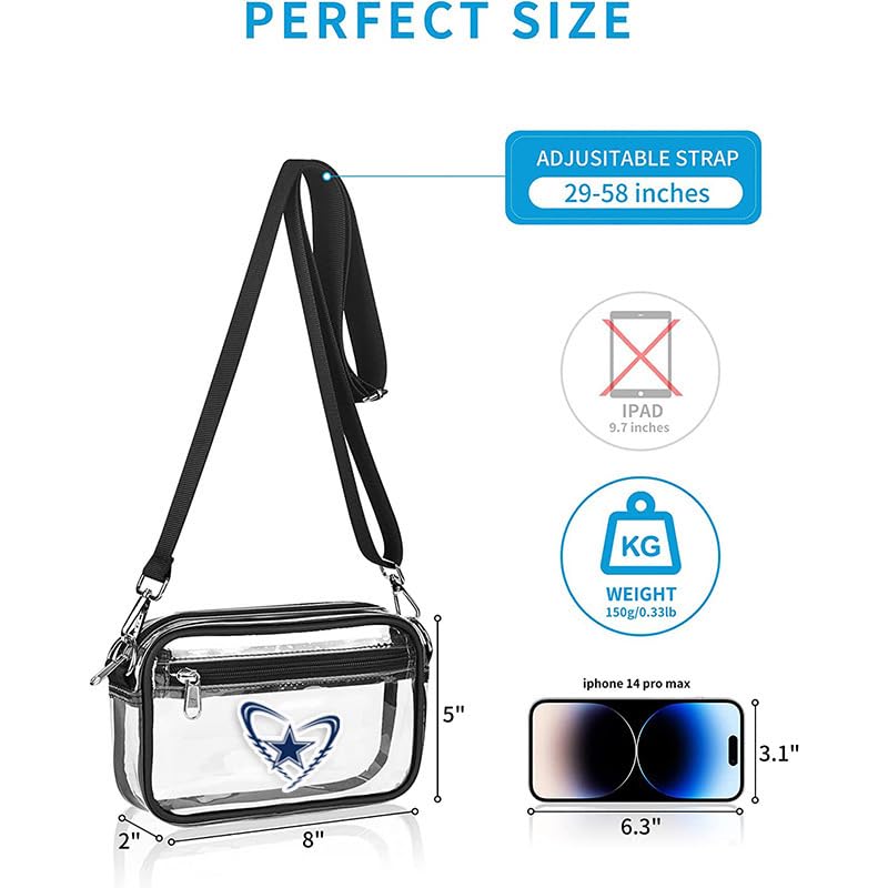 Clear Crossbody Bag for Women - Waterproof Stadium Purse with Removable Straps for Concerts, Sports & Beach - Perfect for Music Festivals, Travel & Outdoor Events