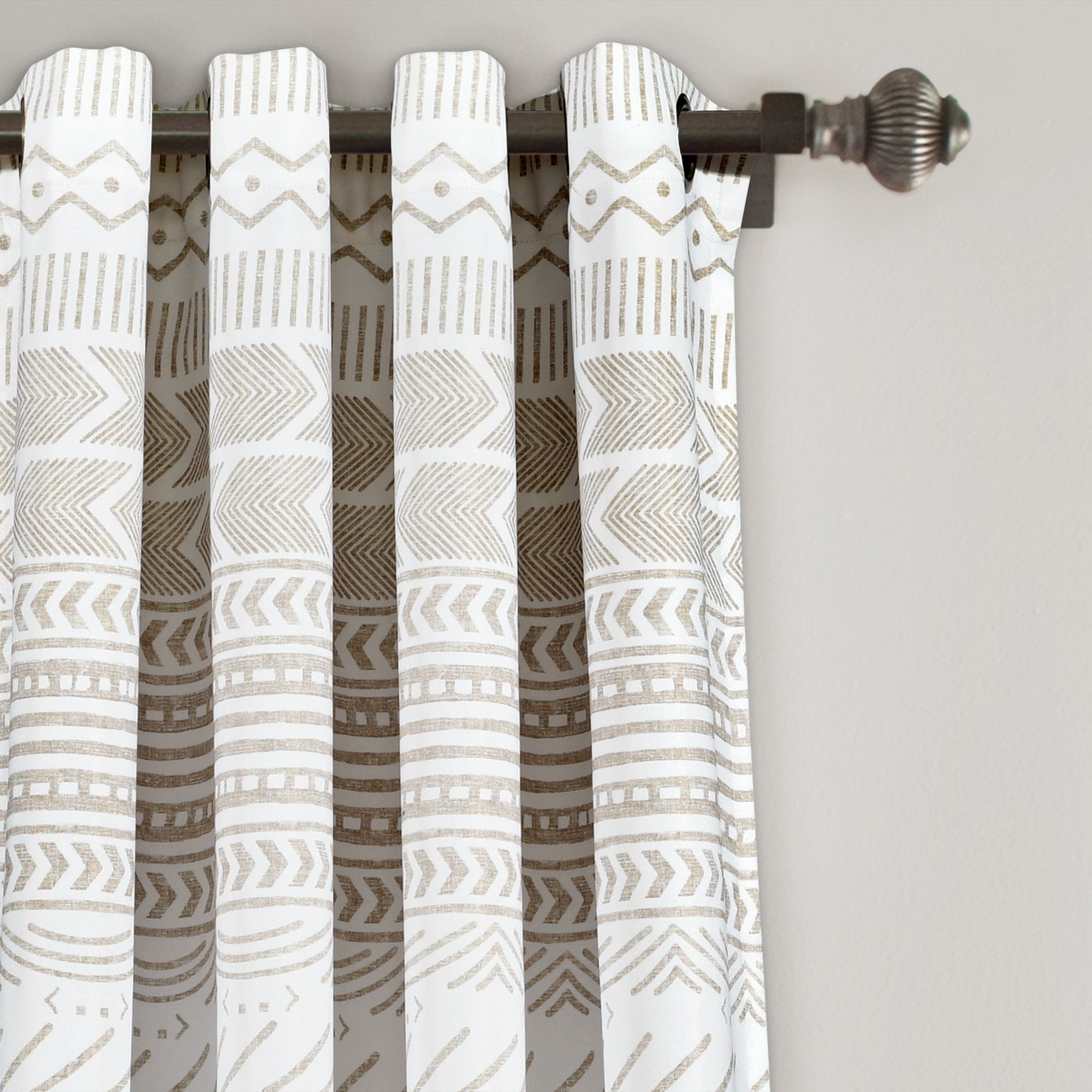 Hygge Geo Light Filtering Window Curtain Panel Set - Modern Geometric Pattern Sheer Drapes for Living Room, Bedroom & Nursery - Soft Sunlight & Privacy Solution