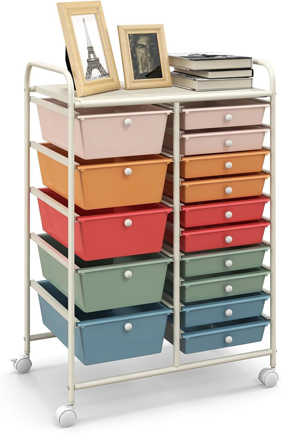 LUARANE 15-Drawer Rolling Cart - Portable Craft & Toy Organizer for Home, Office, School