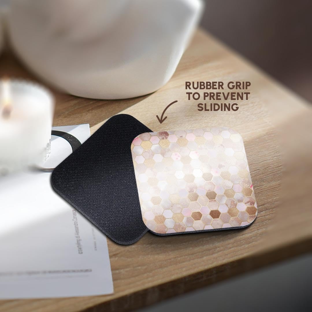 3D Rose Abstract Soft Coasters Set of 4 - Non-Slip Absorbent Drink Coasters for Coffee, Tea, and Beverages - Perfect for Home, Office, and Party Use